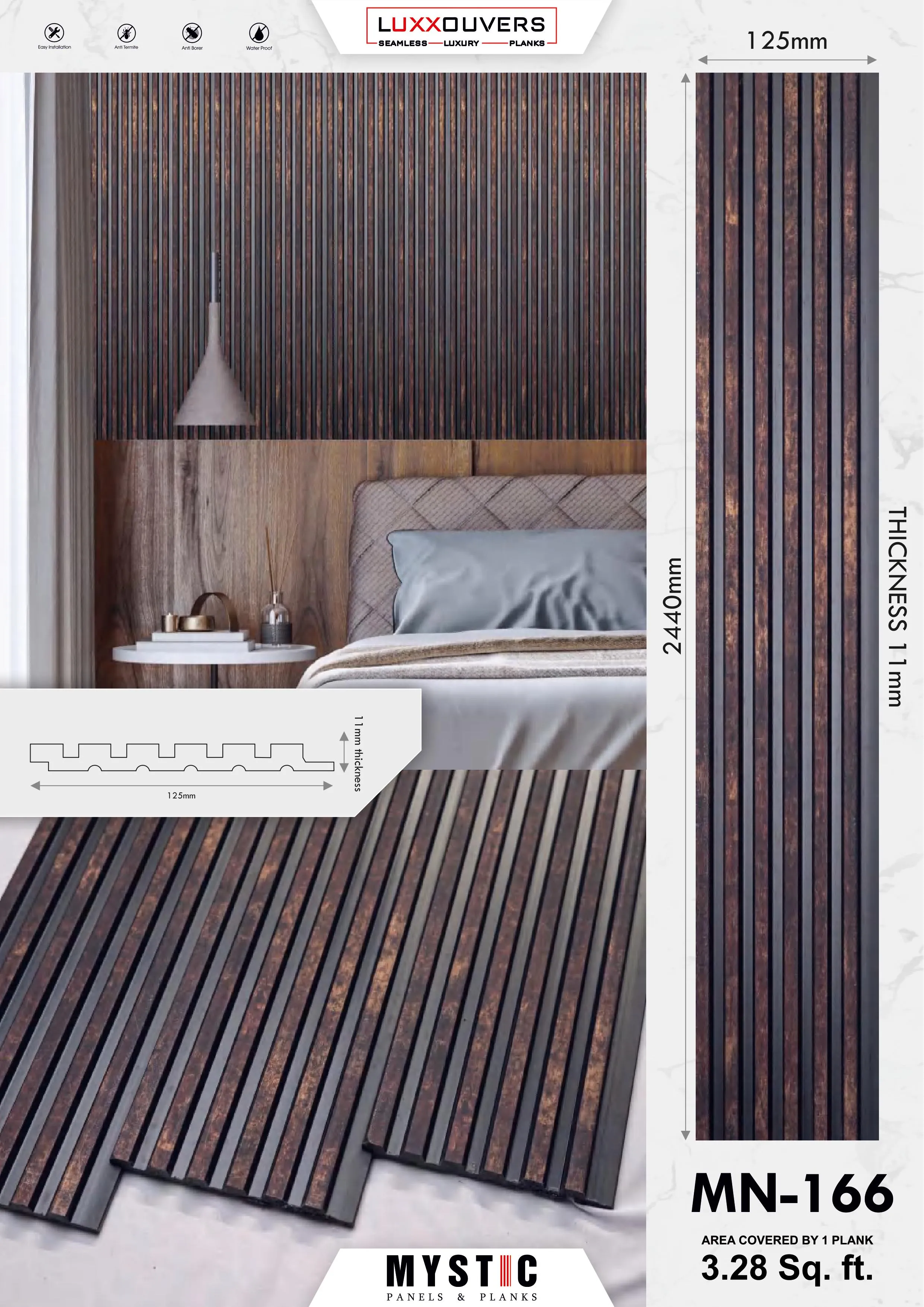 MN-156 Wall Panelling Tuscany Charcoal | Stylish Home Decor