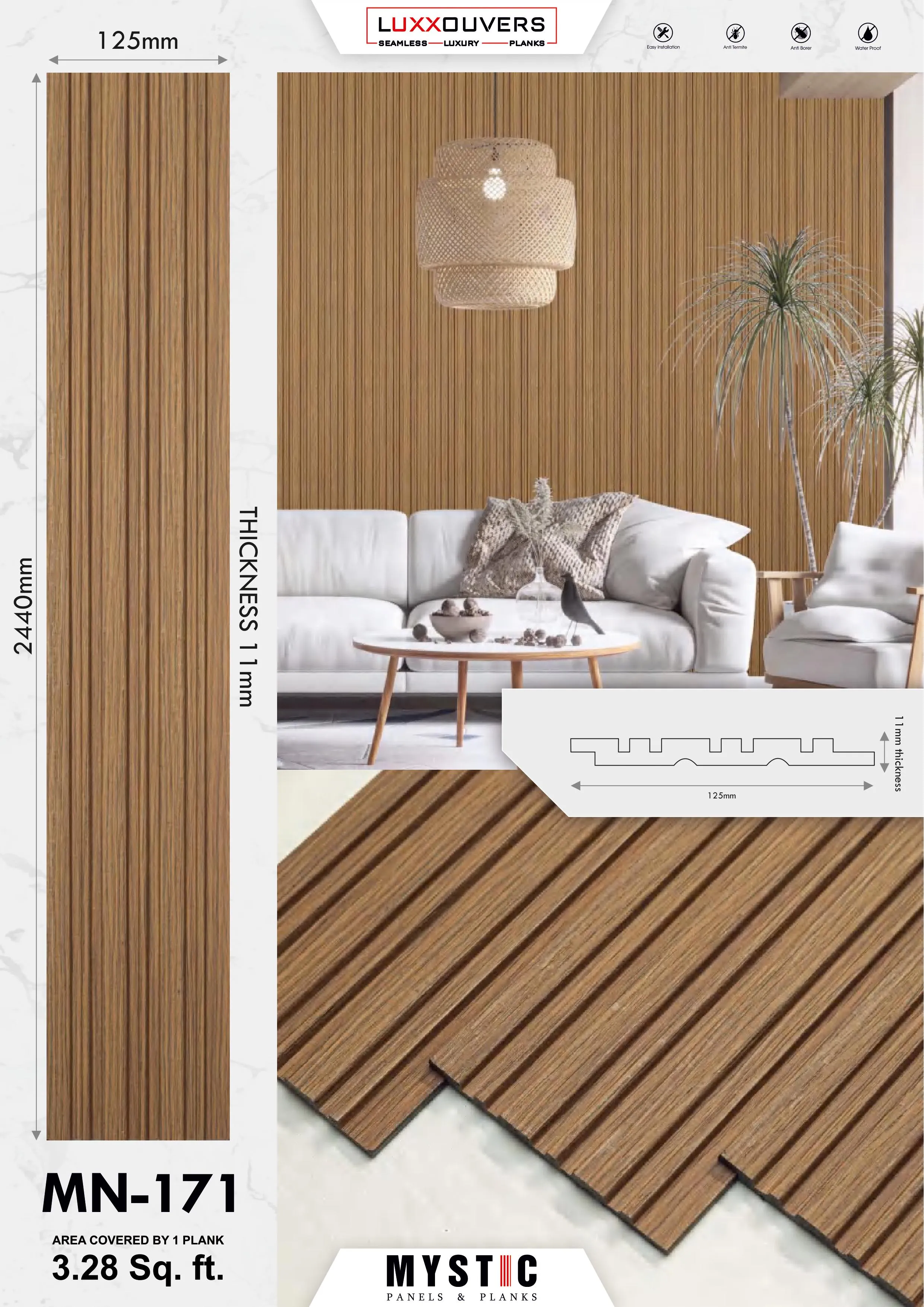 MN-161 Wall Paneling - Tuscany Charcoal | Premium Quality