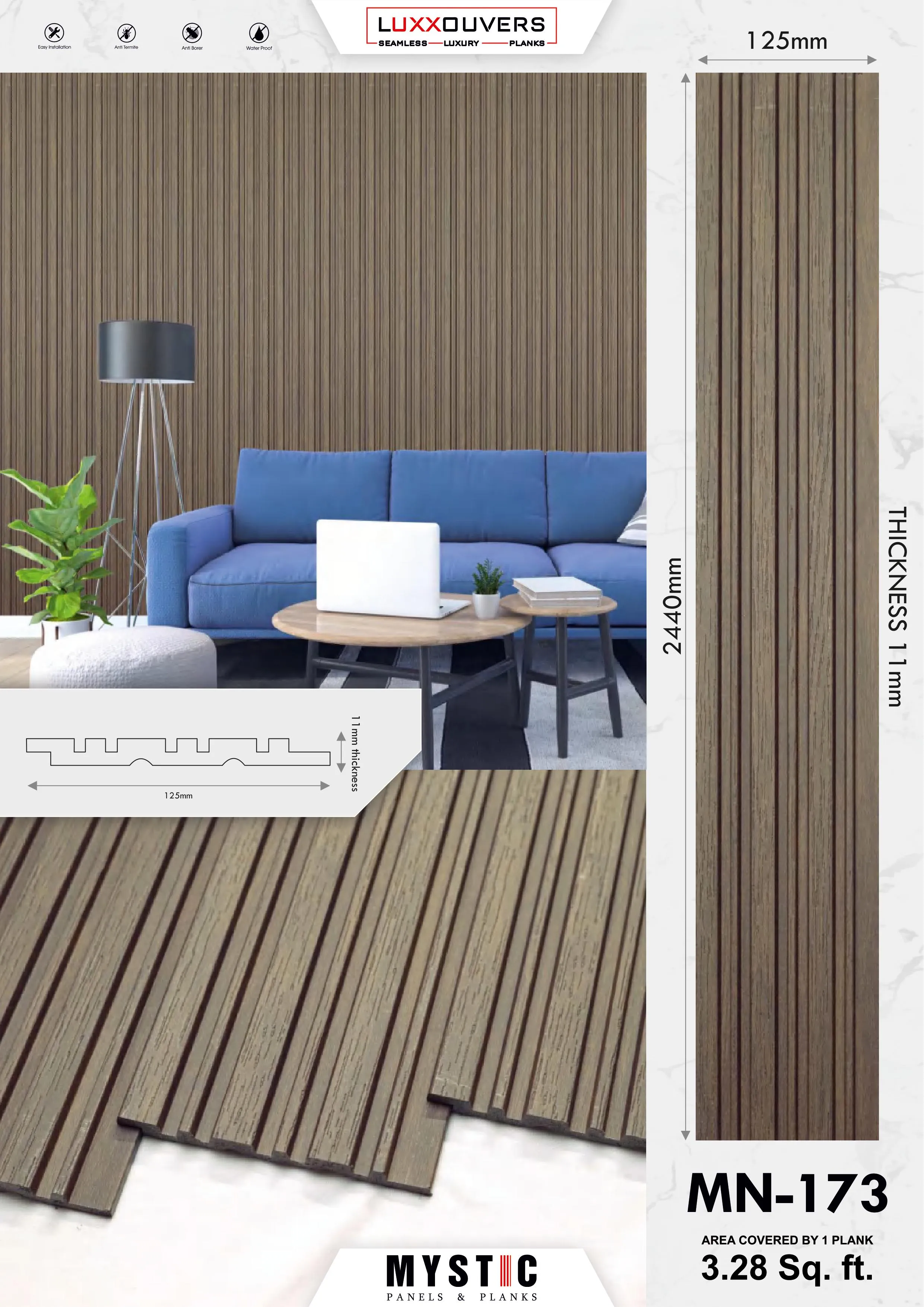 MN-162 Wall Paneling | Tuscany Charcoal