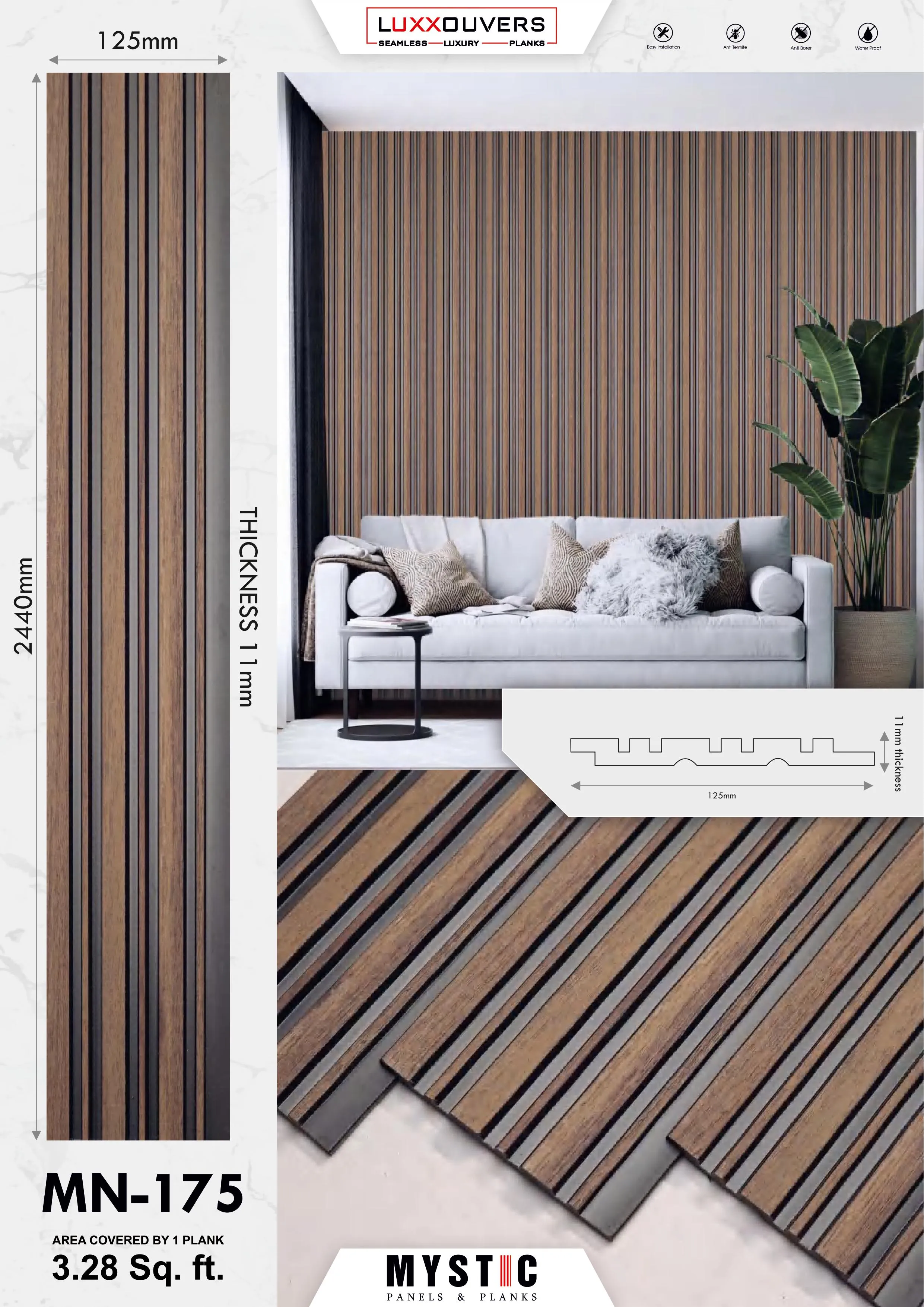 MN-163 Tuscany Charcoal Wall Panelling
