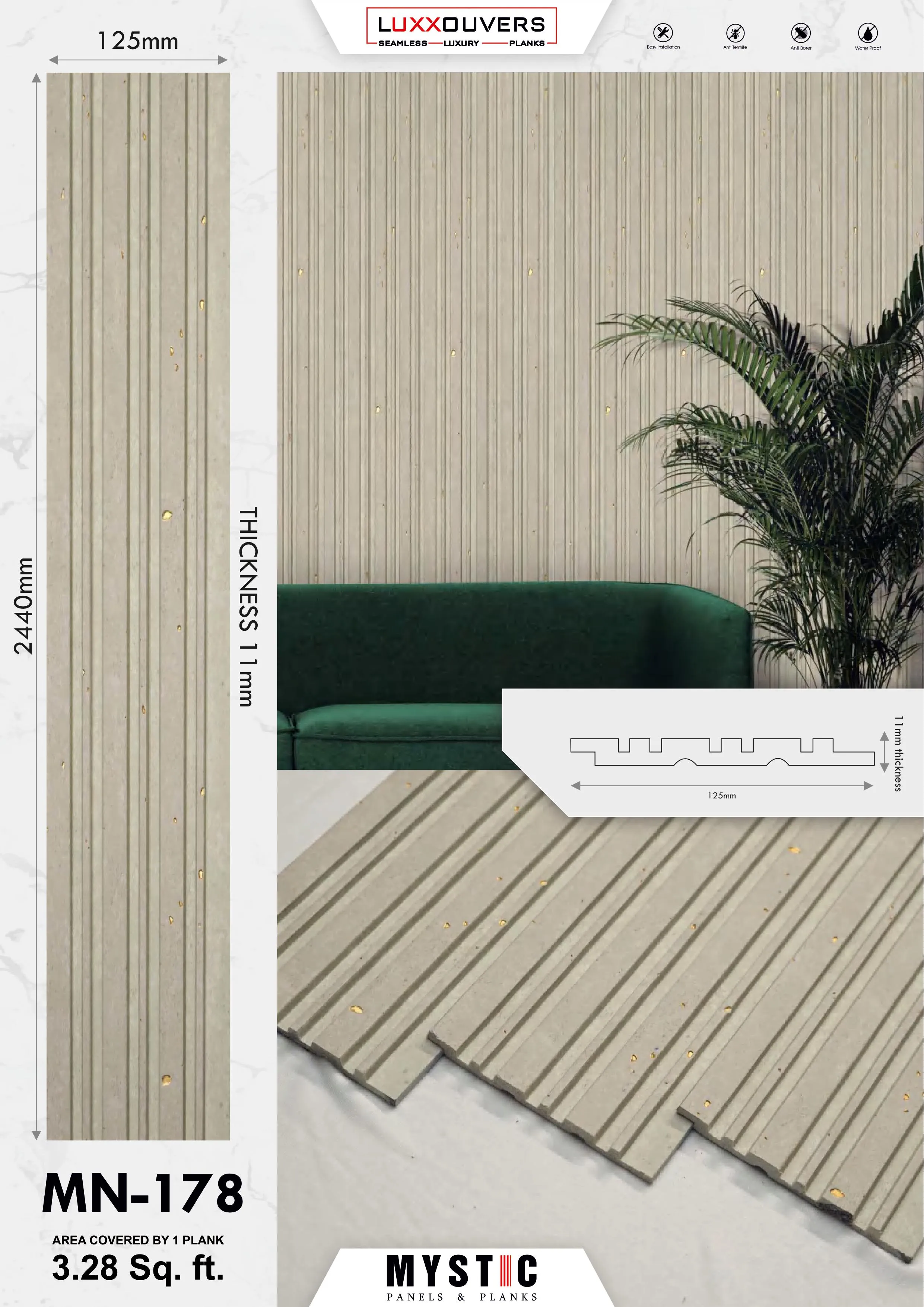 MN-165 Tuscany Charcoal Wall Panelling