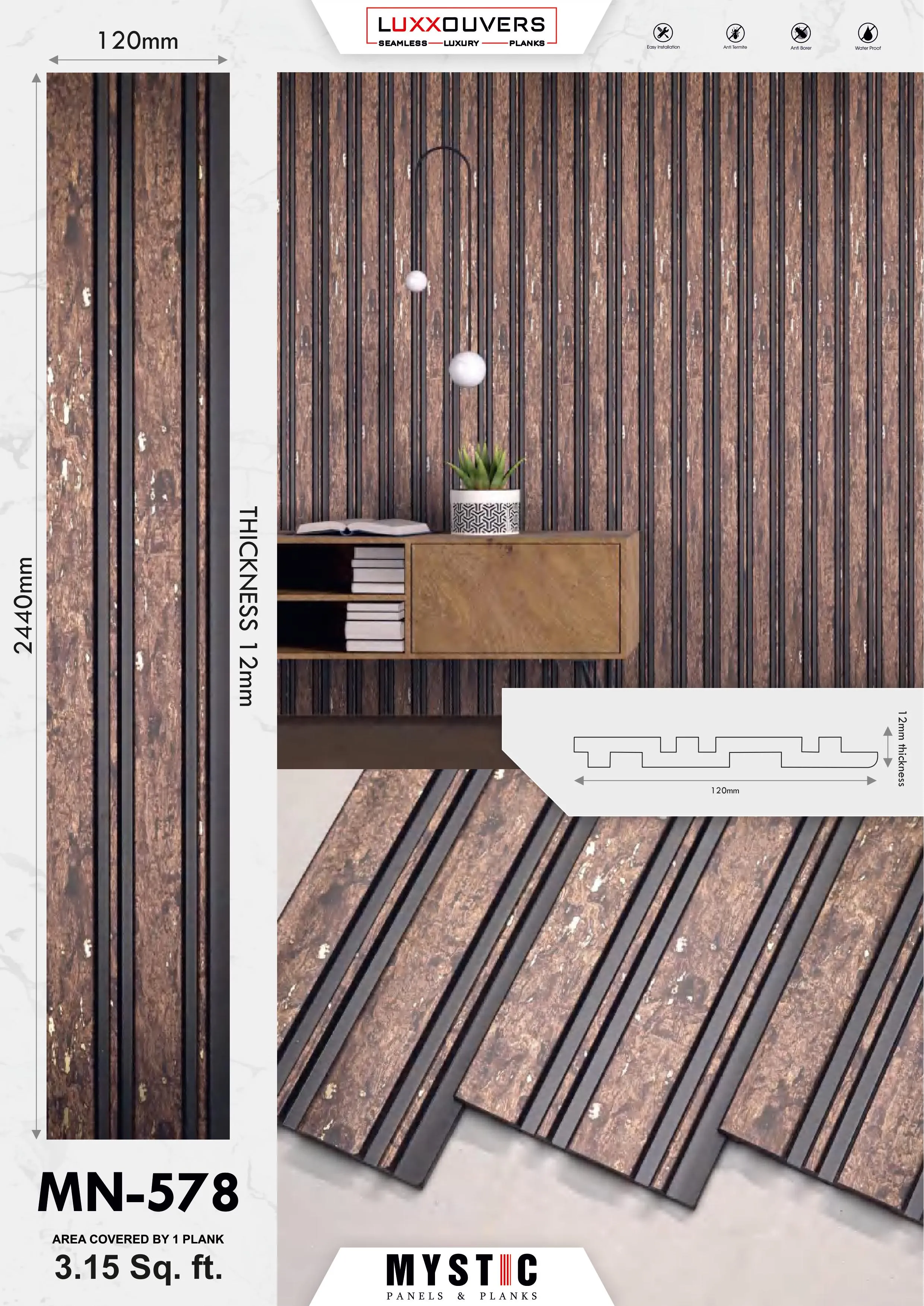 Tuscany Charcoal Wall Paneling - MN-169