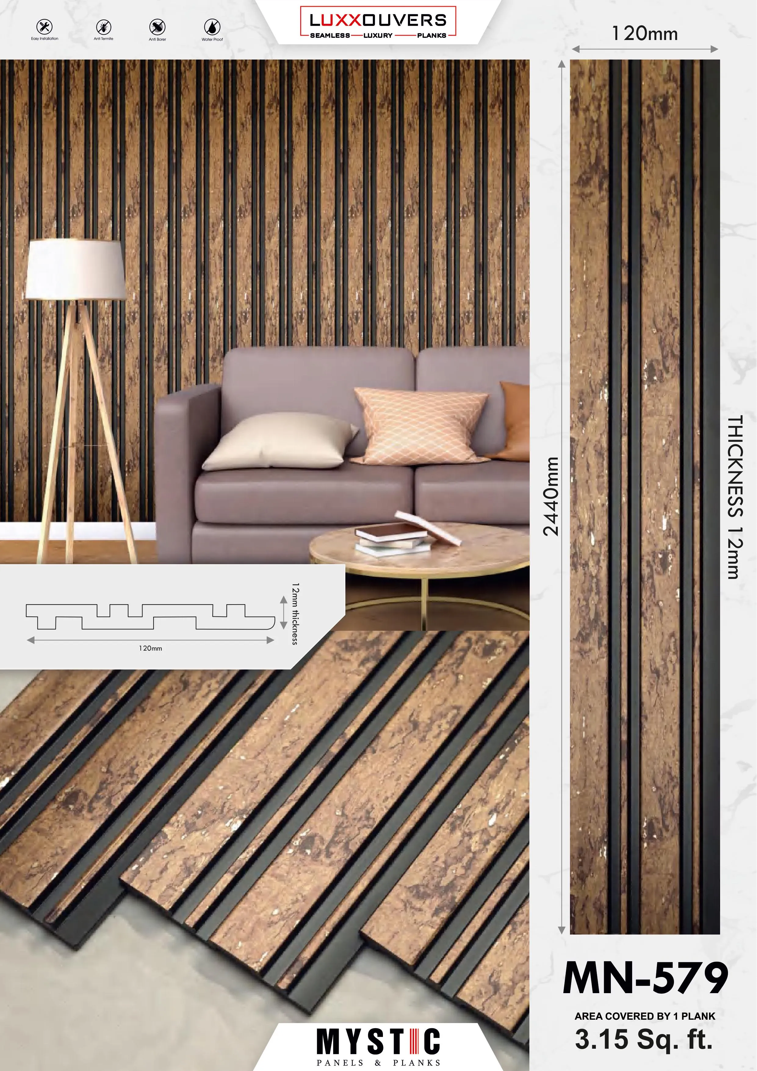MN-170 Tuscany Charcoal Wall Panelling