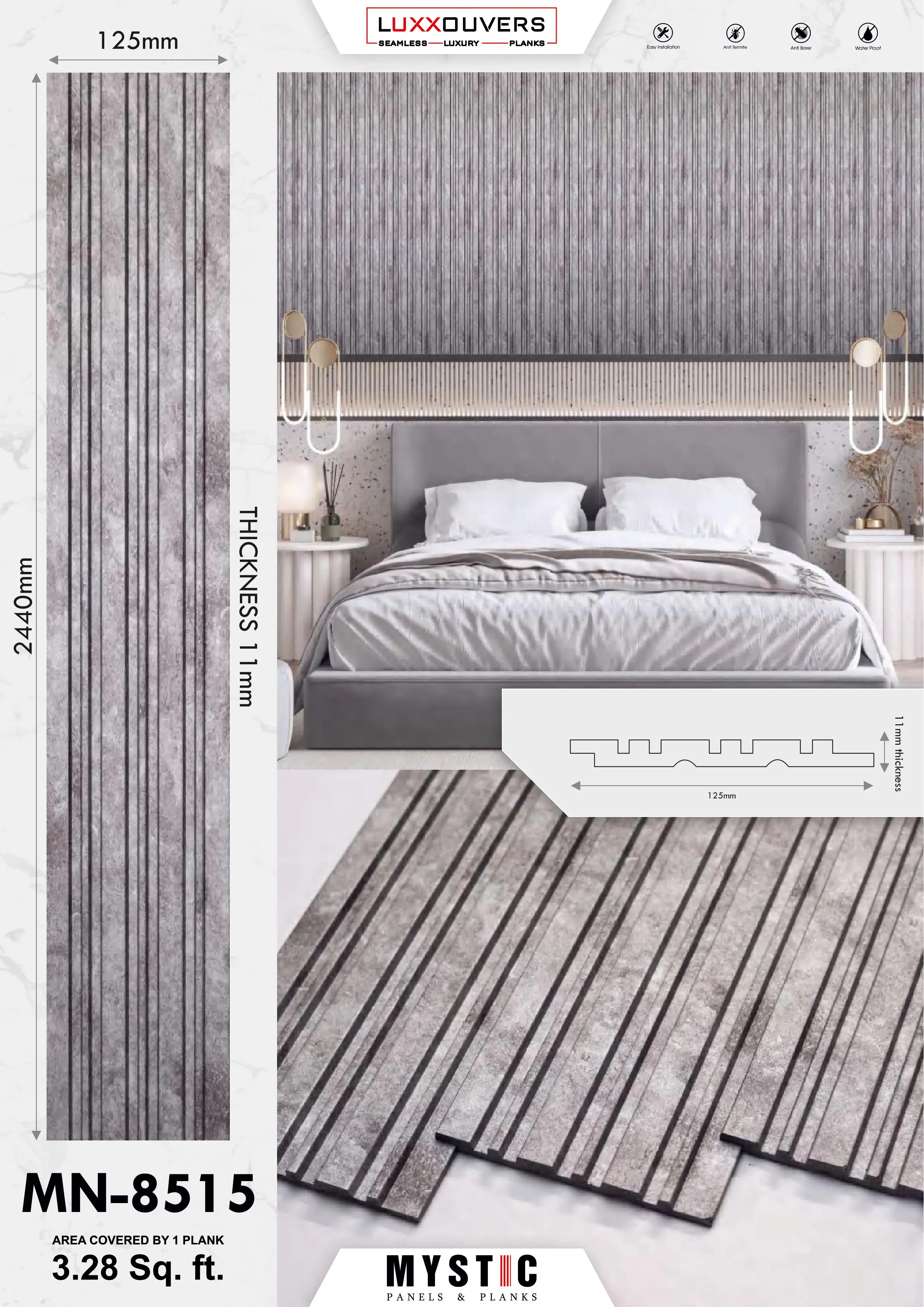 MN-171 Tuscany Charcoal Wall Panelling - Stylish Home Decor