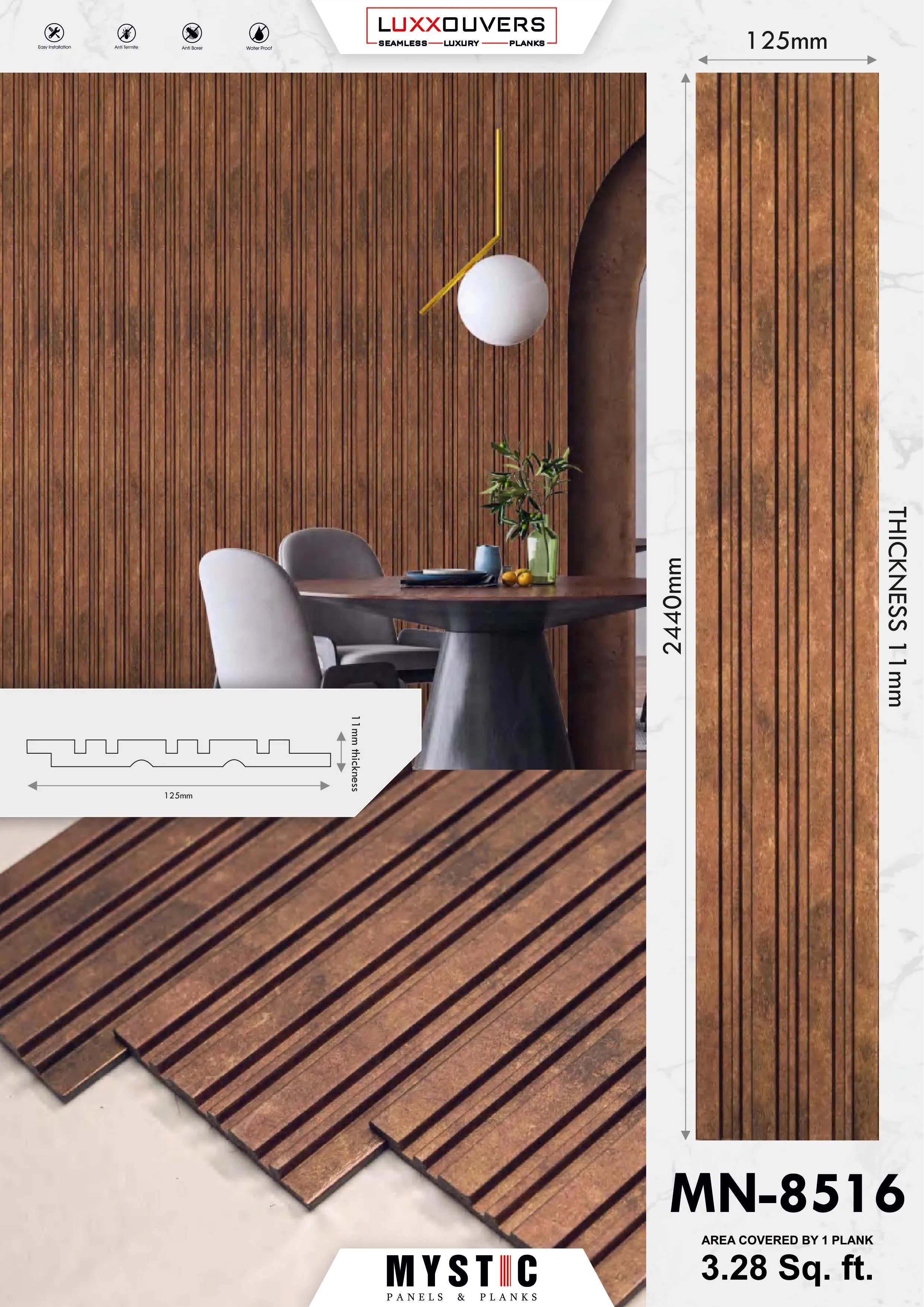 MN-173 Tuscany Charcoal Wall Paneling - Premium Quality
