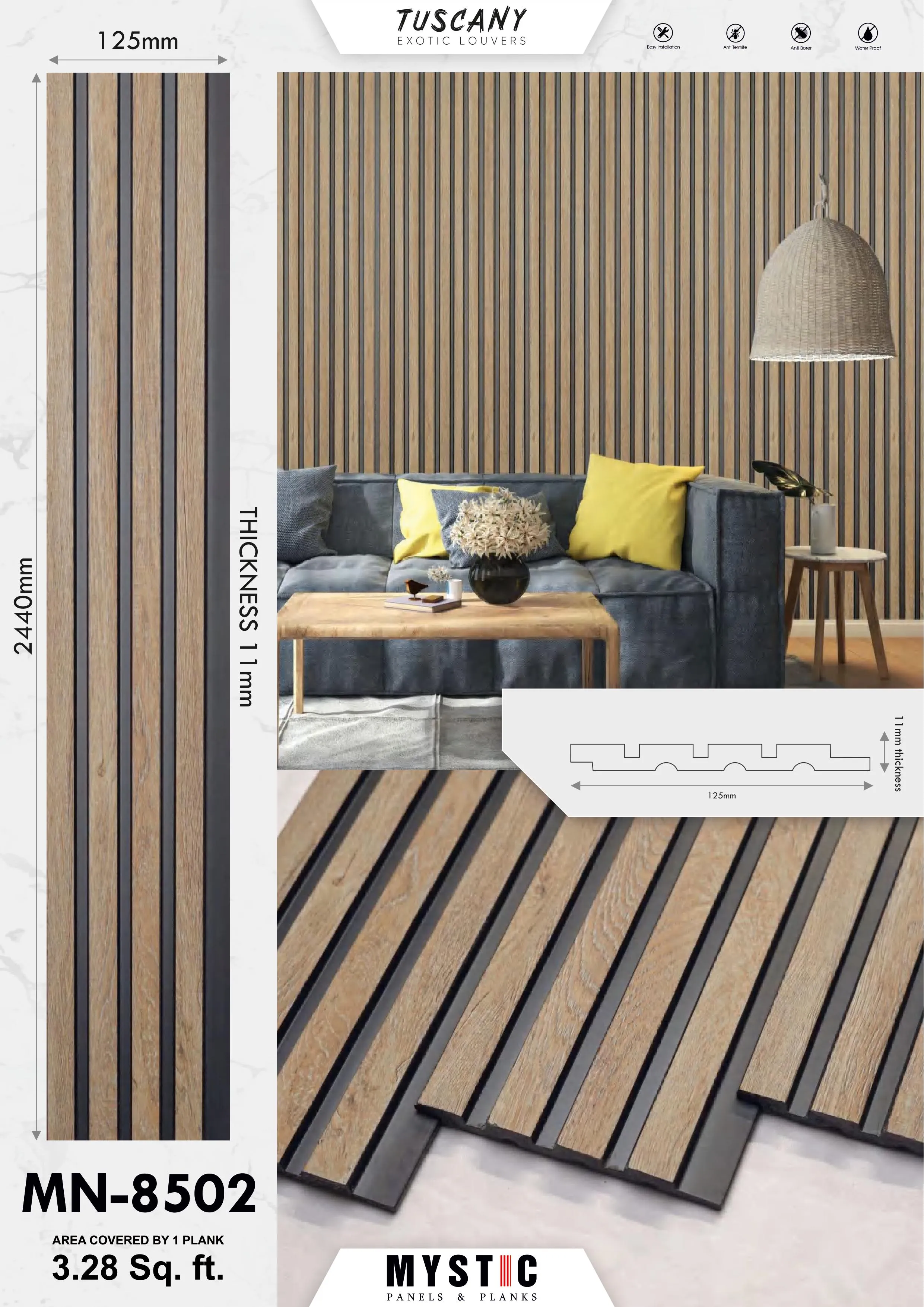 MN-568 Wall Panelling Tuscany Charcoal | Stylish Home Decor