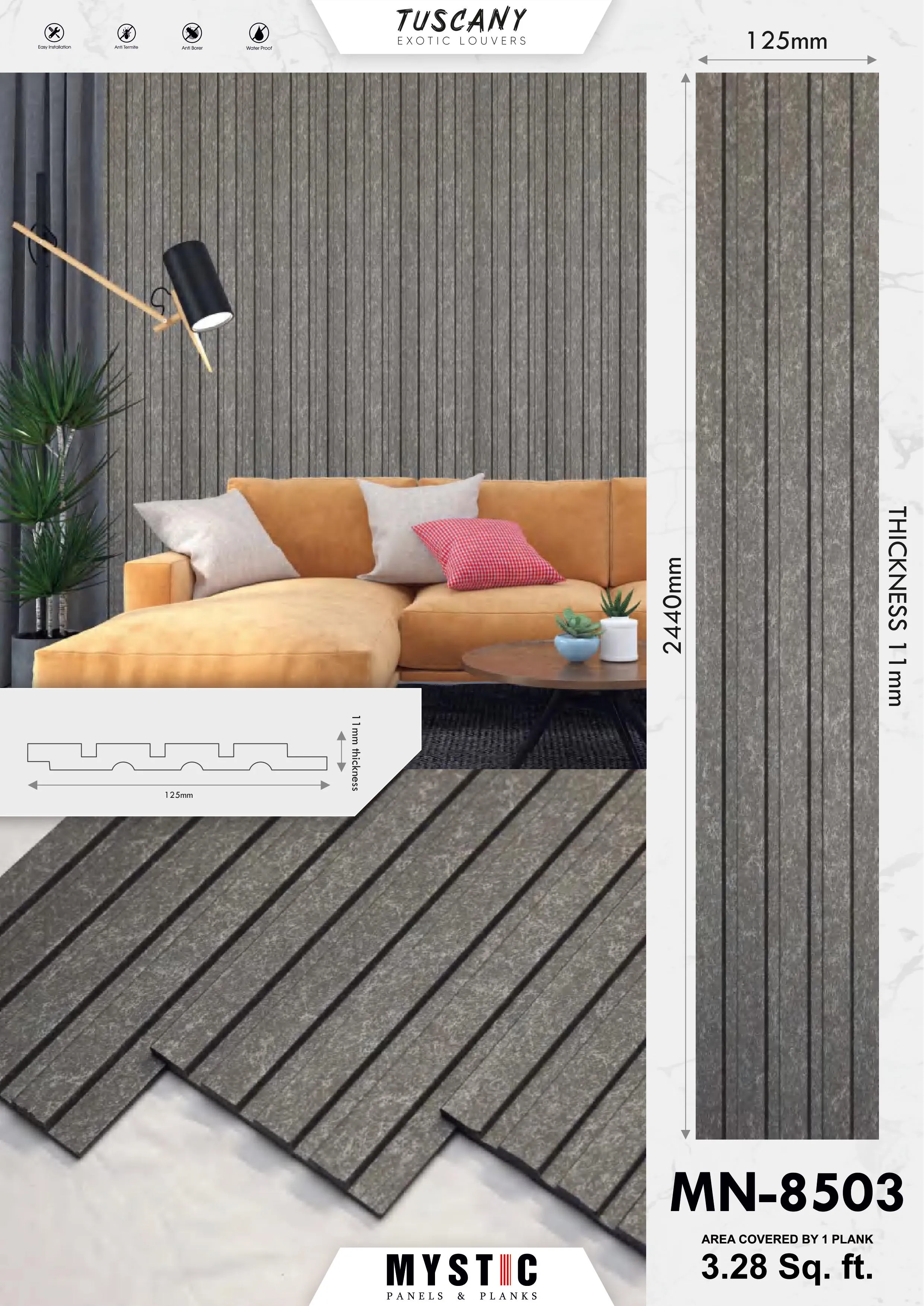 Tuscany Charcoal Wall Panelling - MN-578