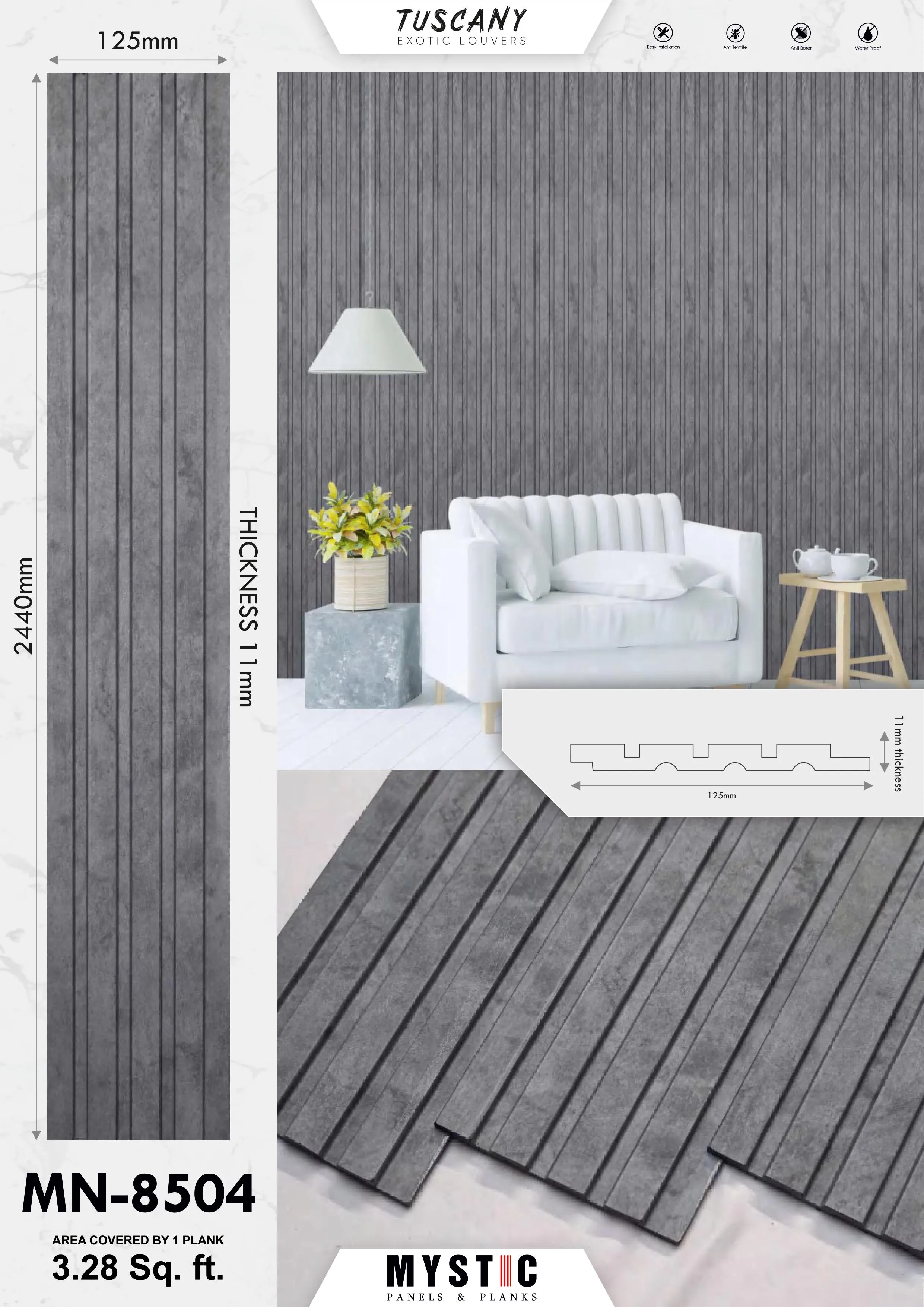 MN-579 Tuscany Charcoal Wall Paneling | Elegant Home Décor