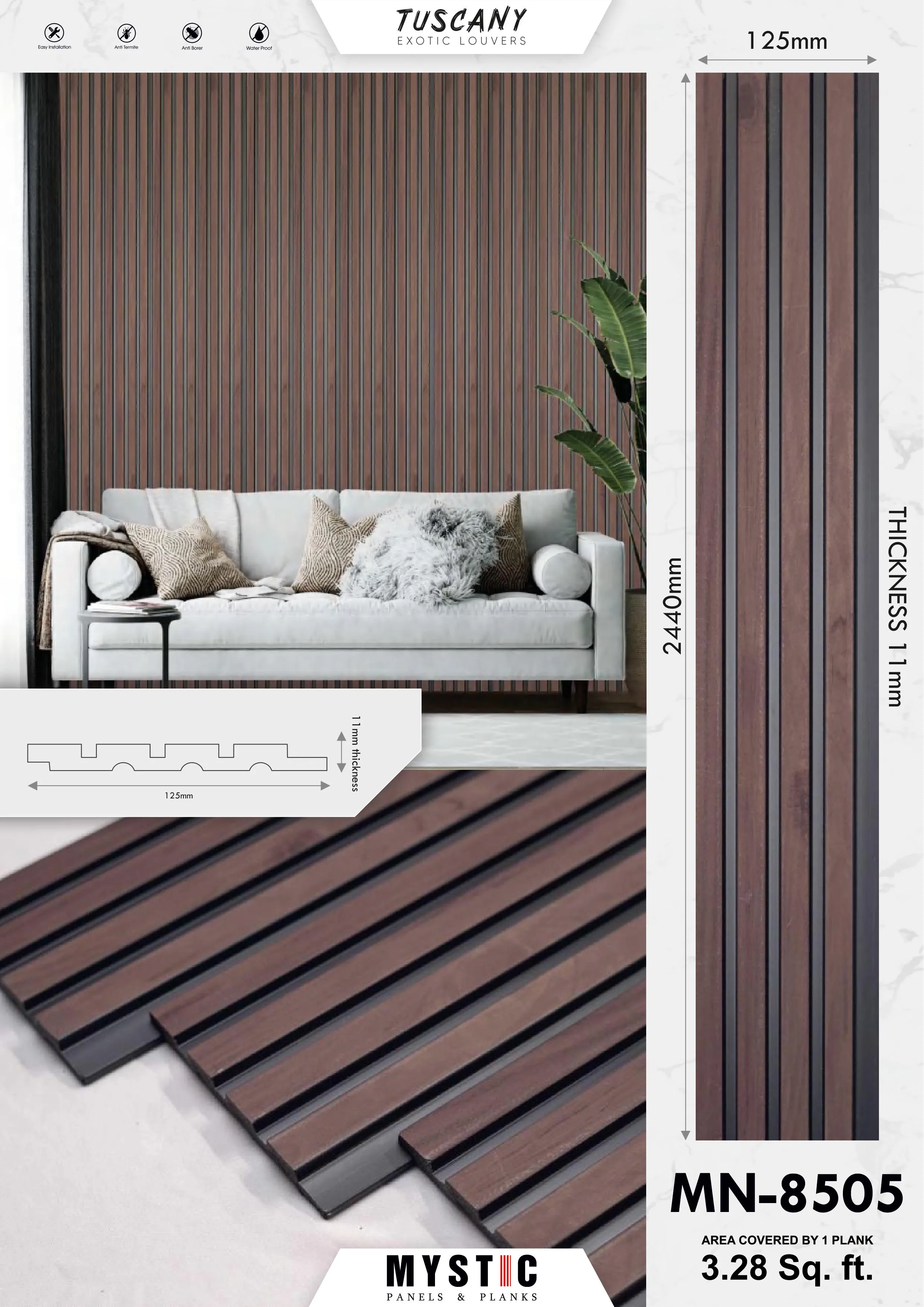 MN-8515 Wall Panelling Tuscany Charcoal - Enhance Your Space