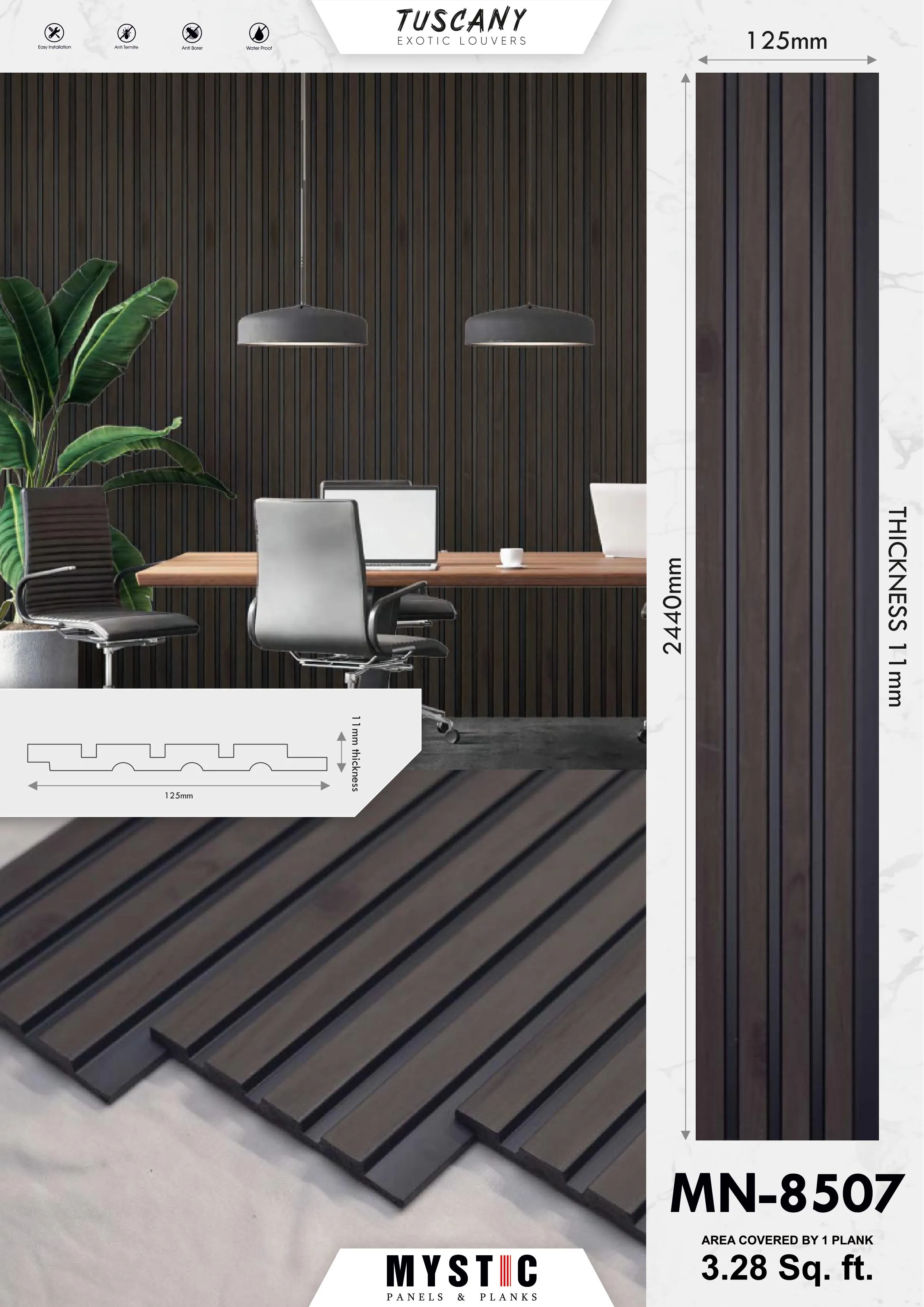 MN-8517 Tuscany Charcoal Wall Panelling - Elegant Home Decor