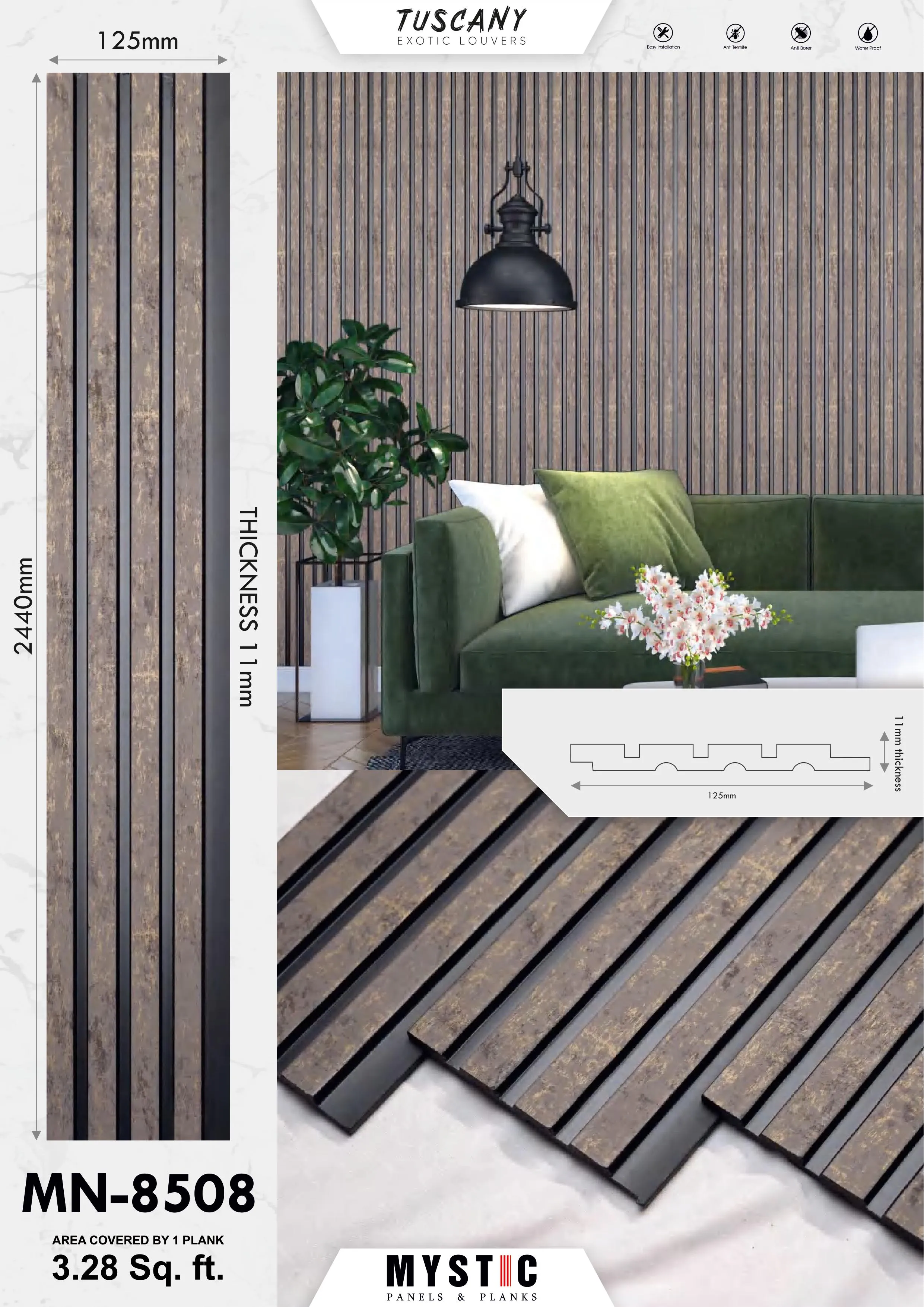 MN-8518 Wall Panelling Tuscany Charcoal | Stylish Home Decor