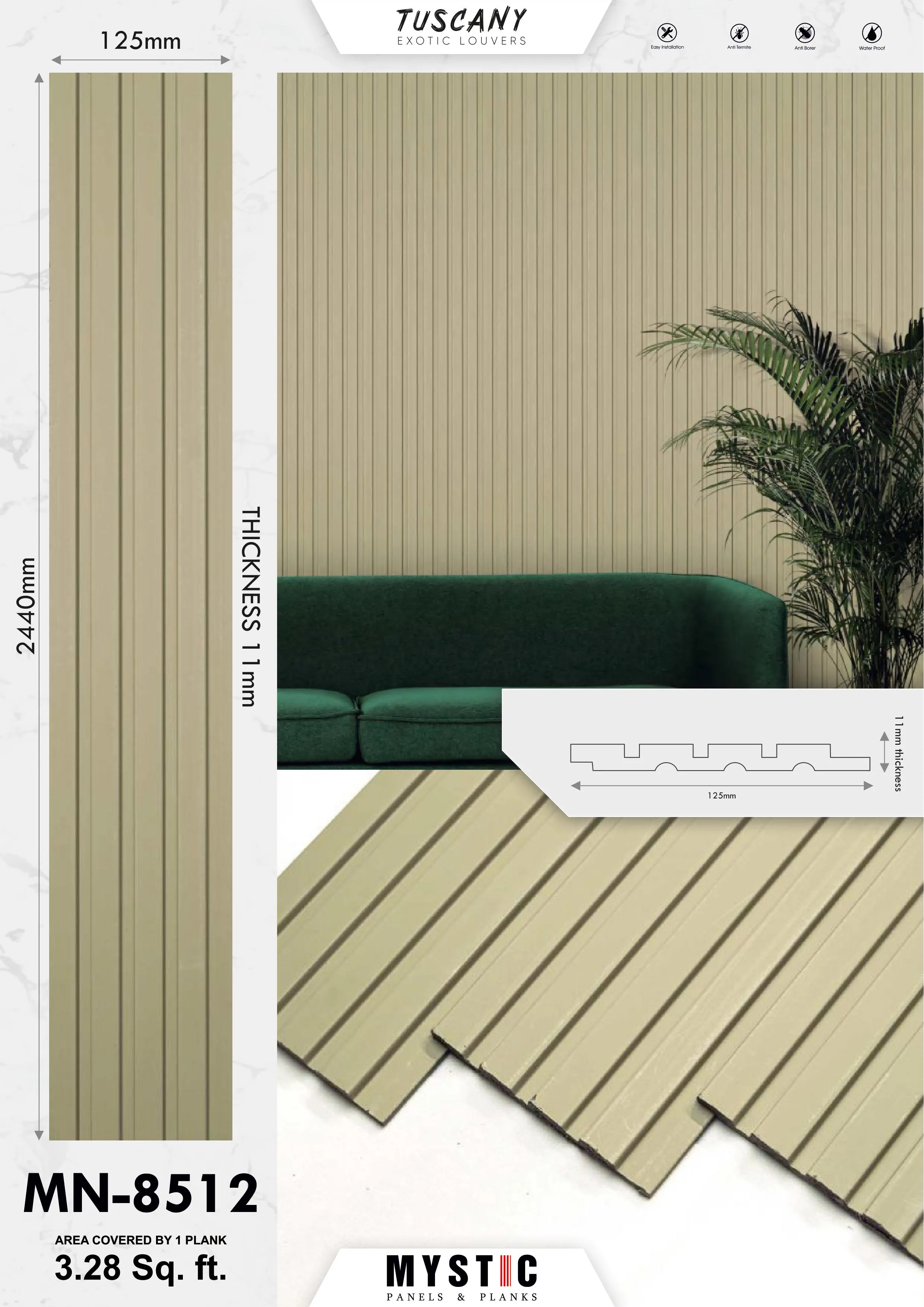 MN-8502 Wall Panelling Tuscany Charcoal - Stylish & Durable