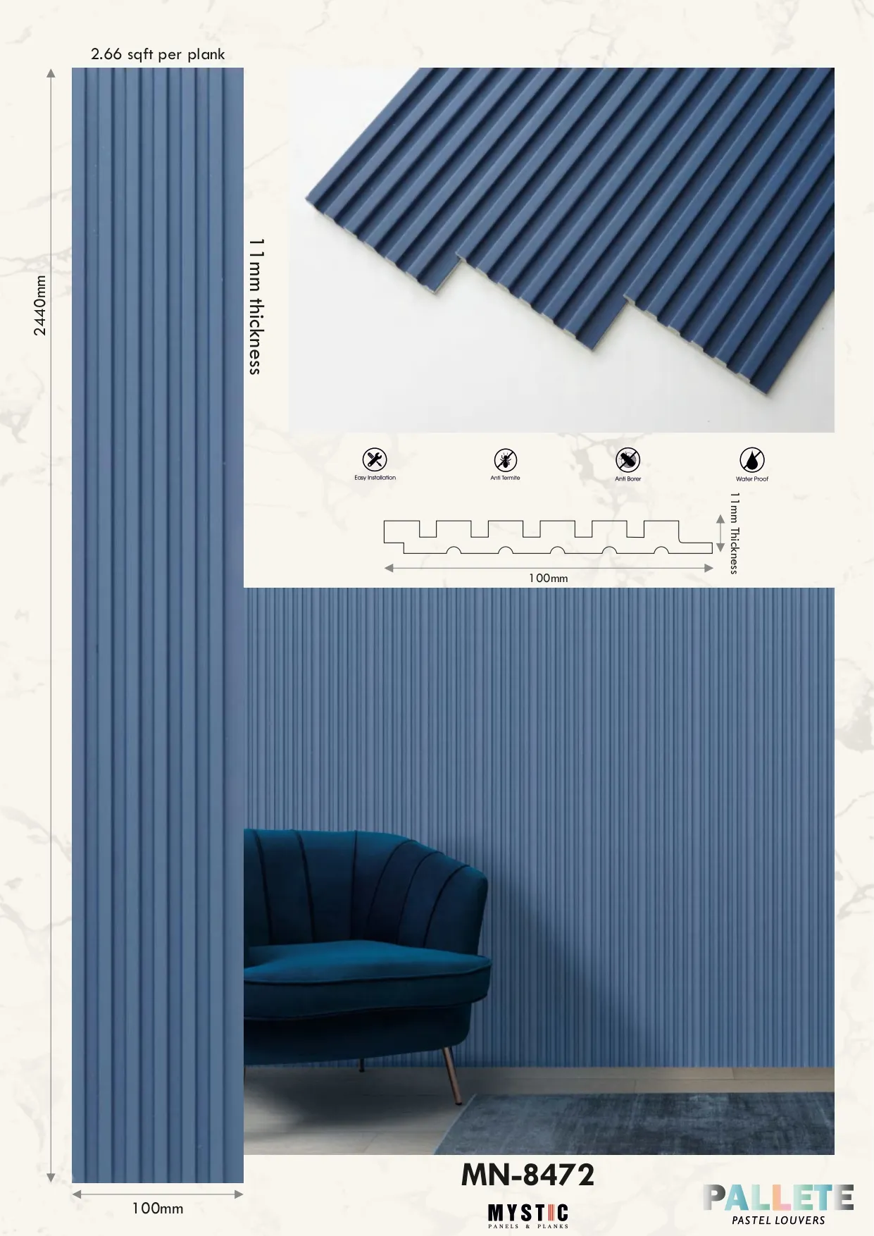 MN-8472 Charcoal Wall Louver Palette