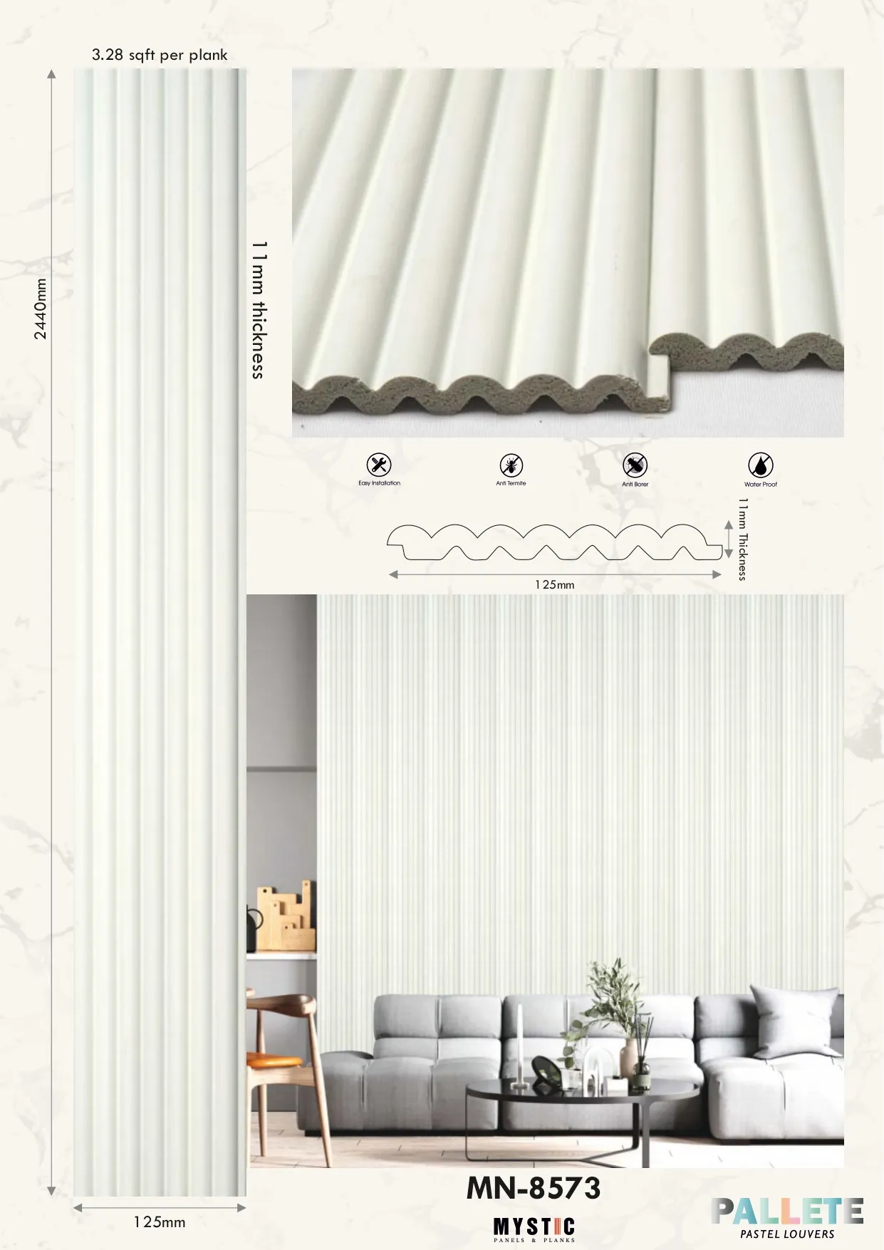 MN-8573 Charcoal Wall Louver Palette - Enhance Your Space