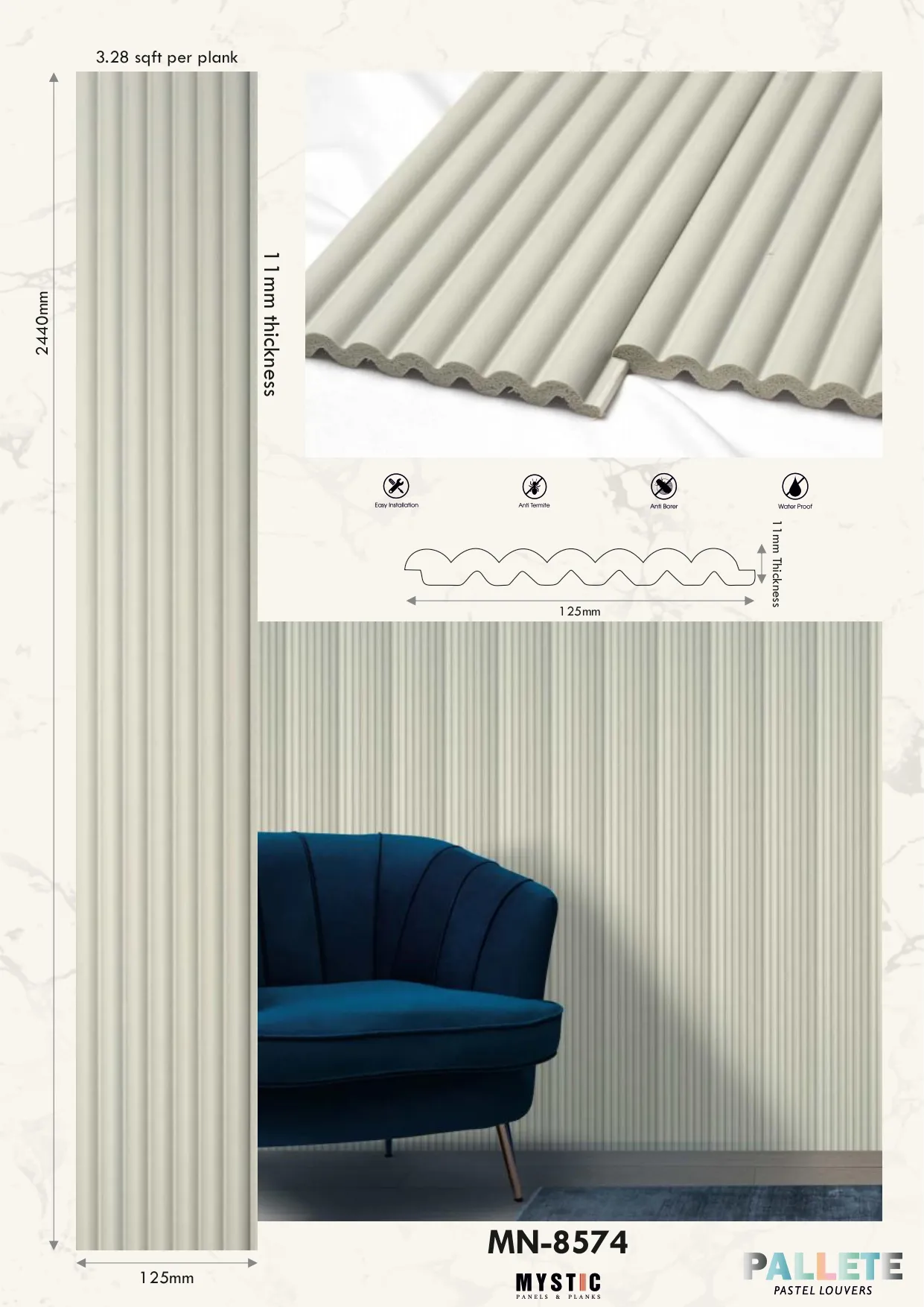 MN-8574 Charcoal Wall Louver Palette