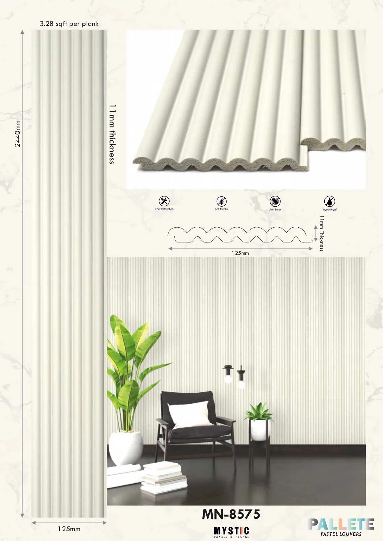 MN-8575 Charcoal Wall Louver Palette - Efficient Ventilation Solution