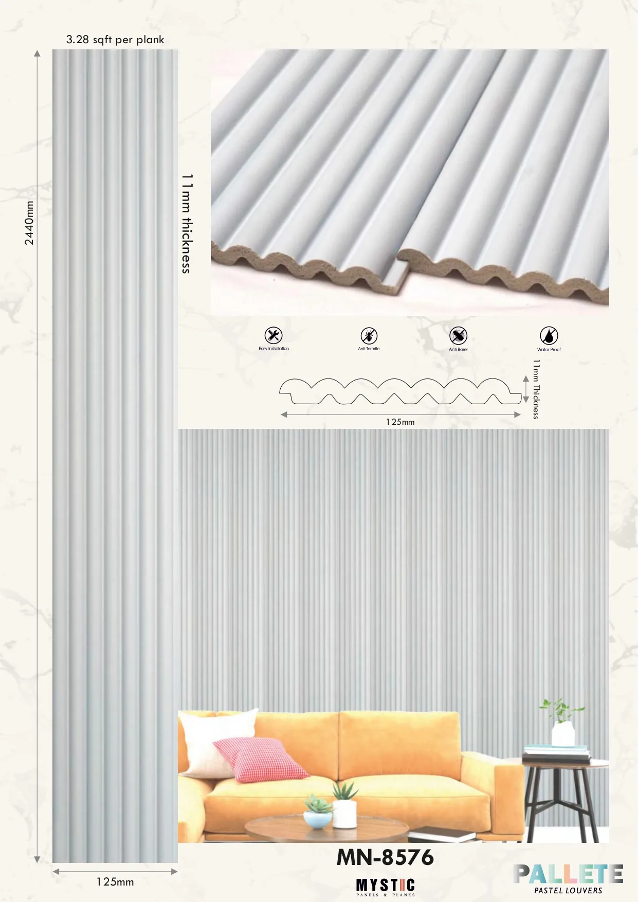 MN-8576 Charcoal Wall Louver Palette - Premium Quality