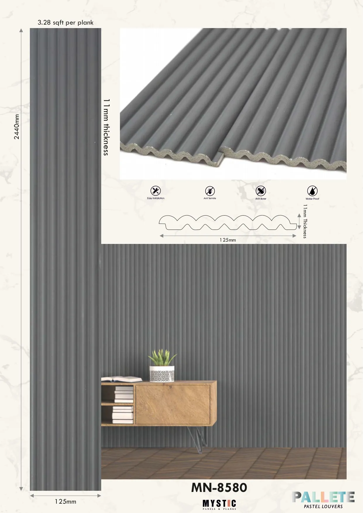 MN-8580 Palette Charcoal Wall Louver
