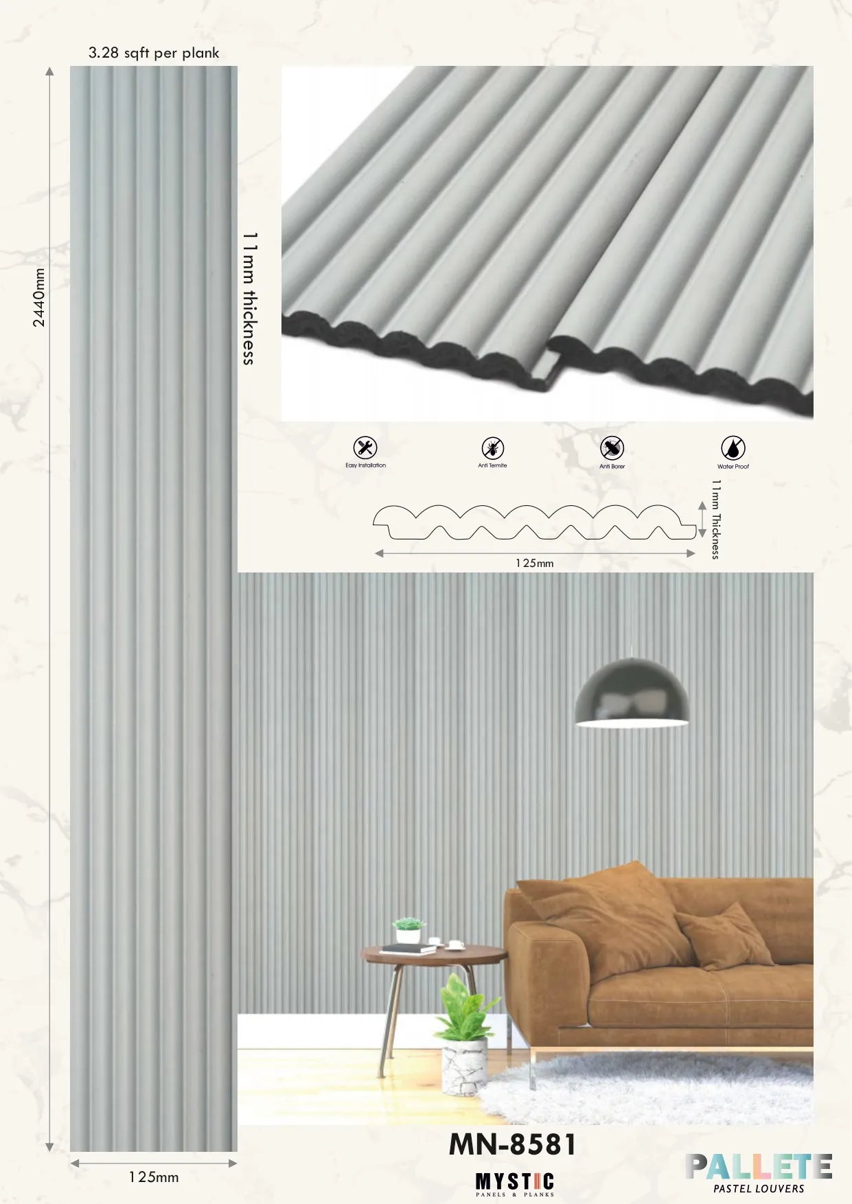 MN-8581 Charcoal Wall Louver - Stylish Louver Design