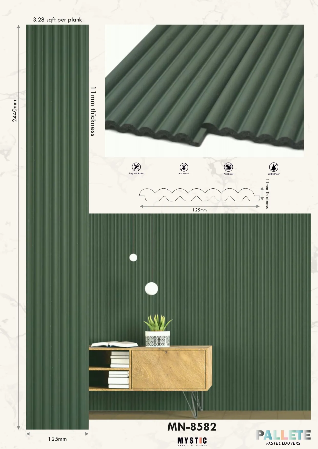 MN-8582 Palette Charcoal Wall Louver - Stylish and Functional Louver Design