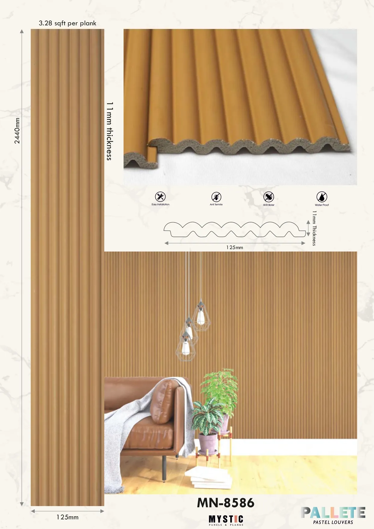 MN-8586 Palette Charcoal Wall Louver - Enhance Your Space