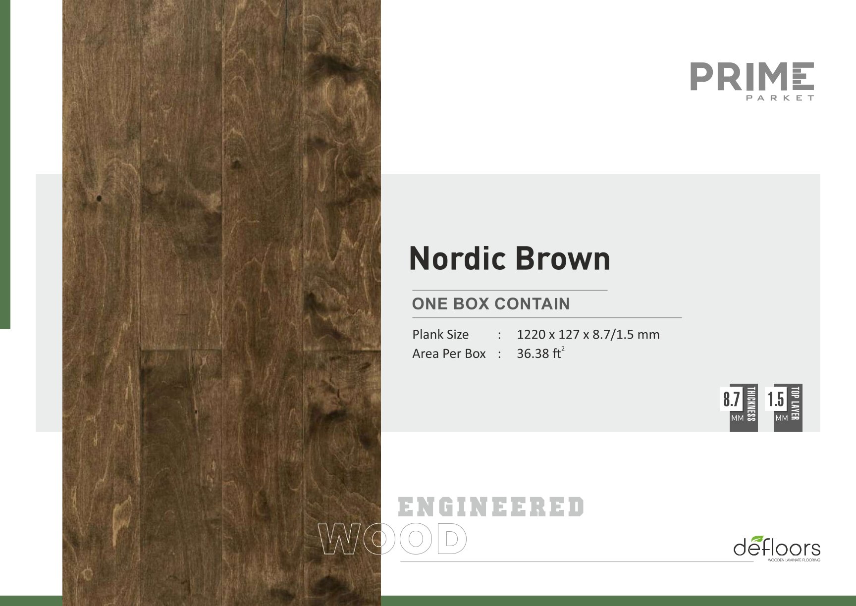 Defloors Engineered Prime Nordic Brown 1.5mm Flooring