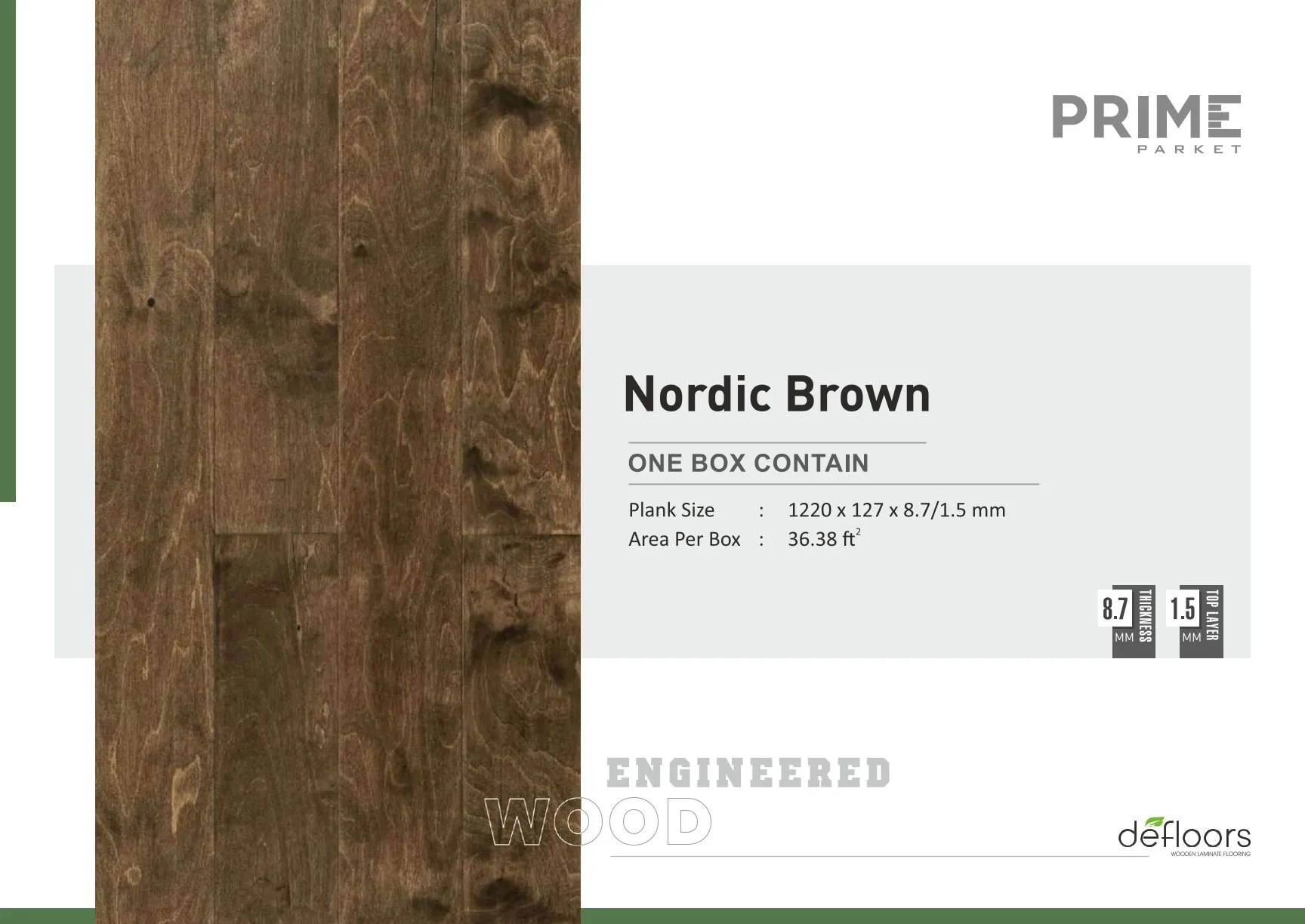 Defloors Engineered Prime Nordic Brown 1.5mm Flooring
