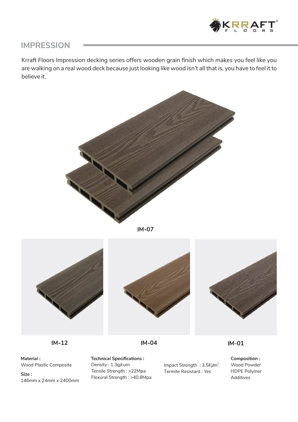 Durable WPC Decking – Krraft Floor 146x24x2400mm