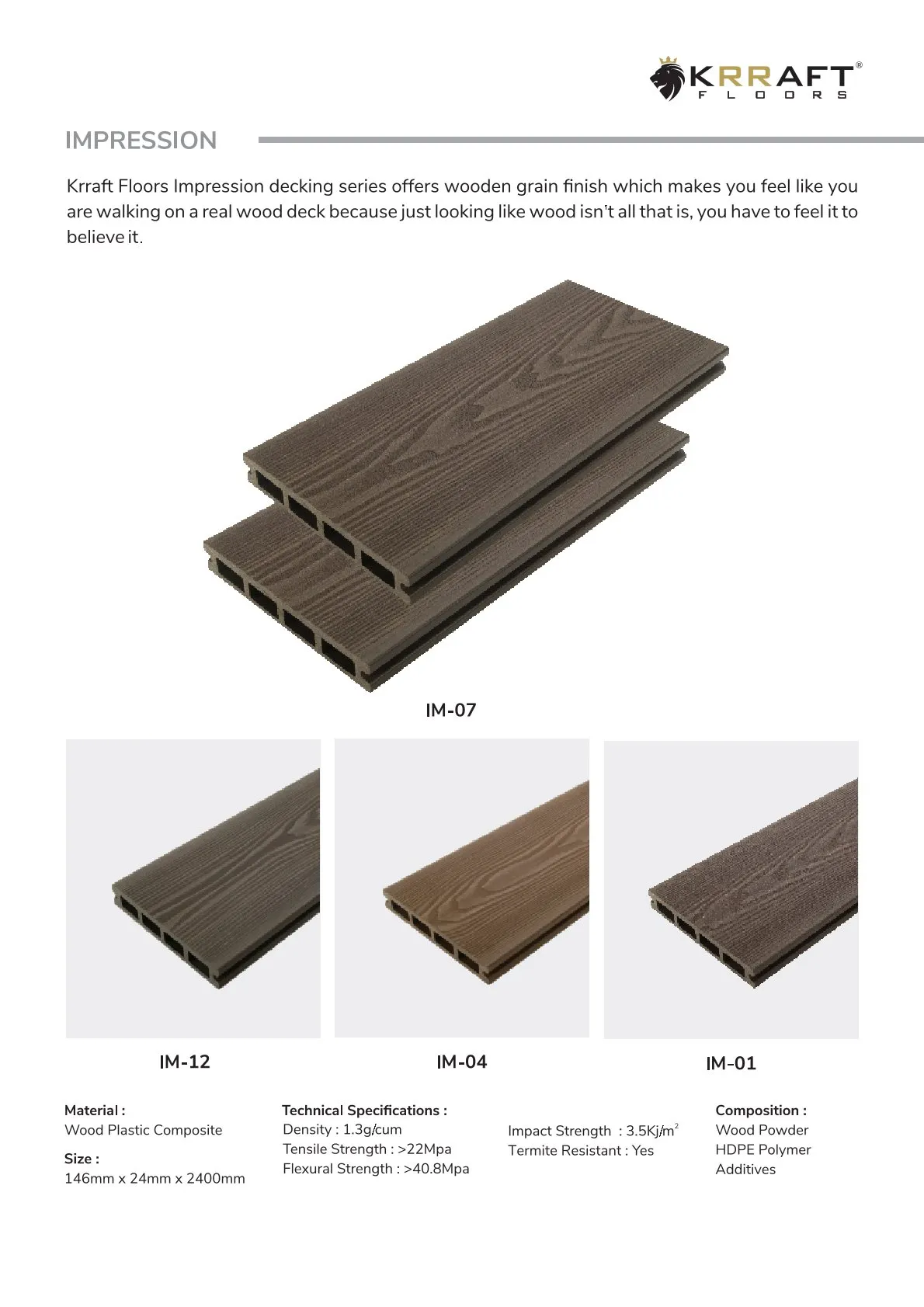 Durable WPC Decking – Krraft Floor 146x24x2400mm