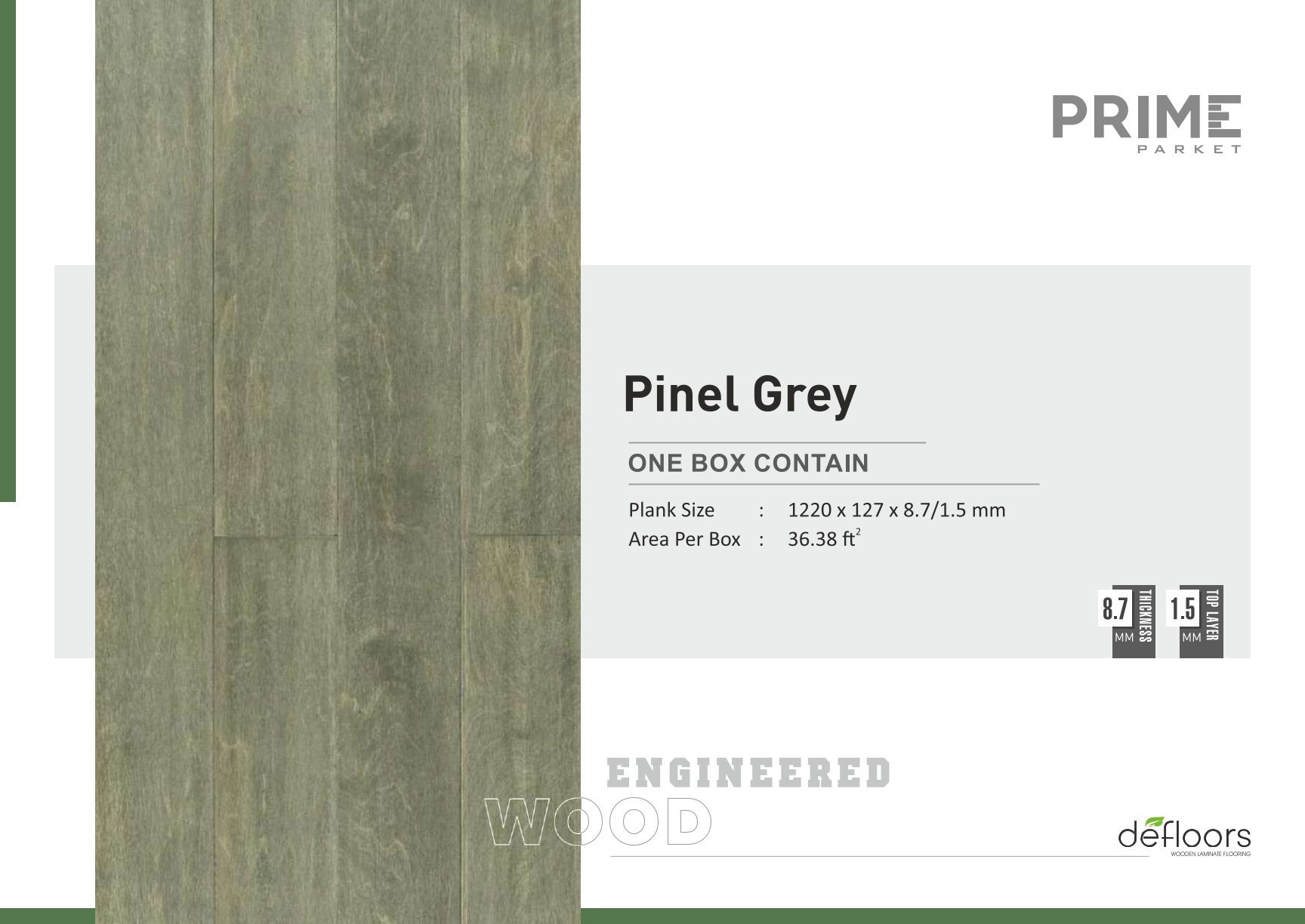 Defloors Engineered Prime Pinel grey 1.5mm Flooring