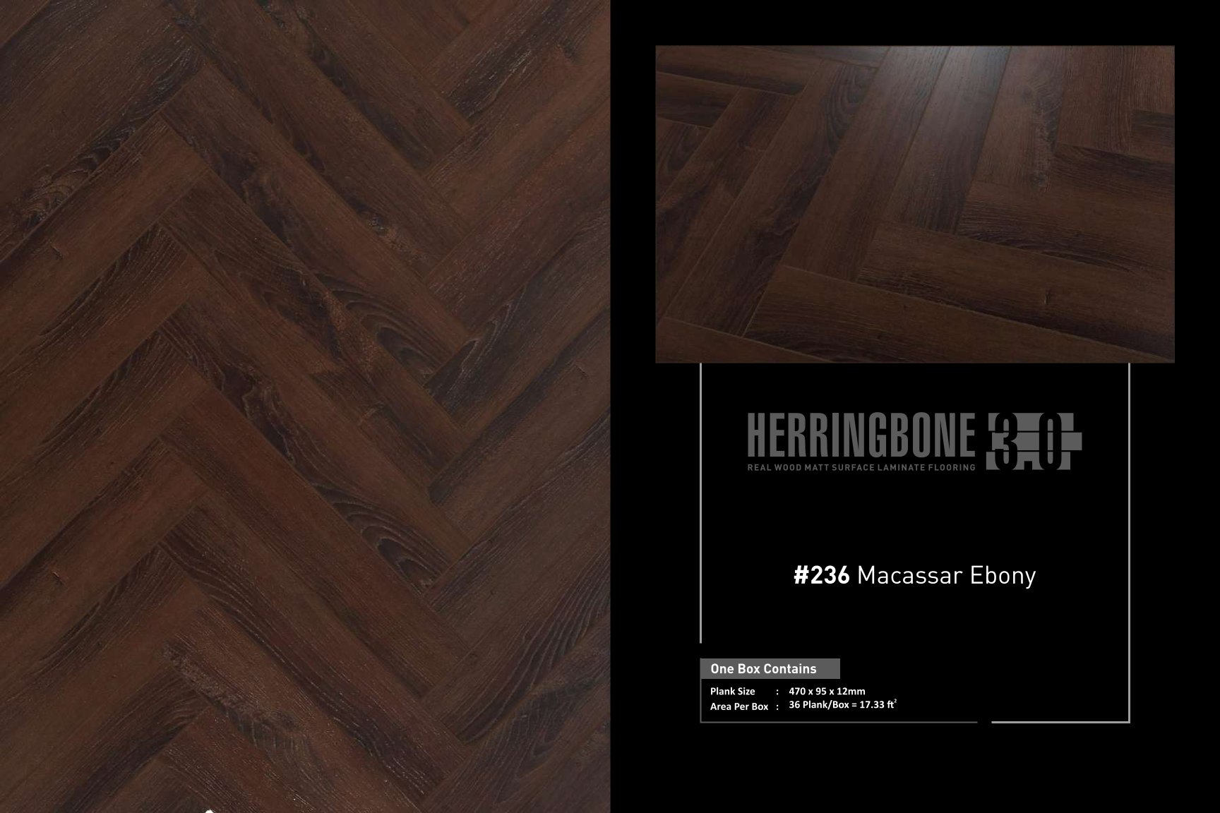 Macassar Ebony #236 Herringbone Lamiwood Laminate 12mm