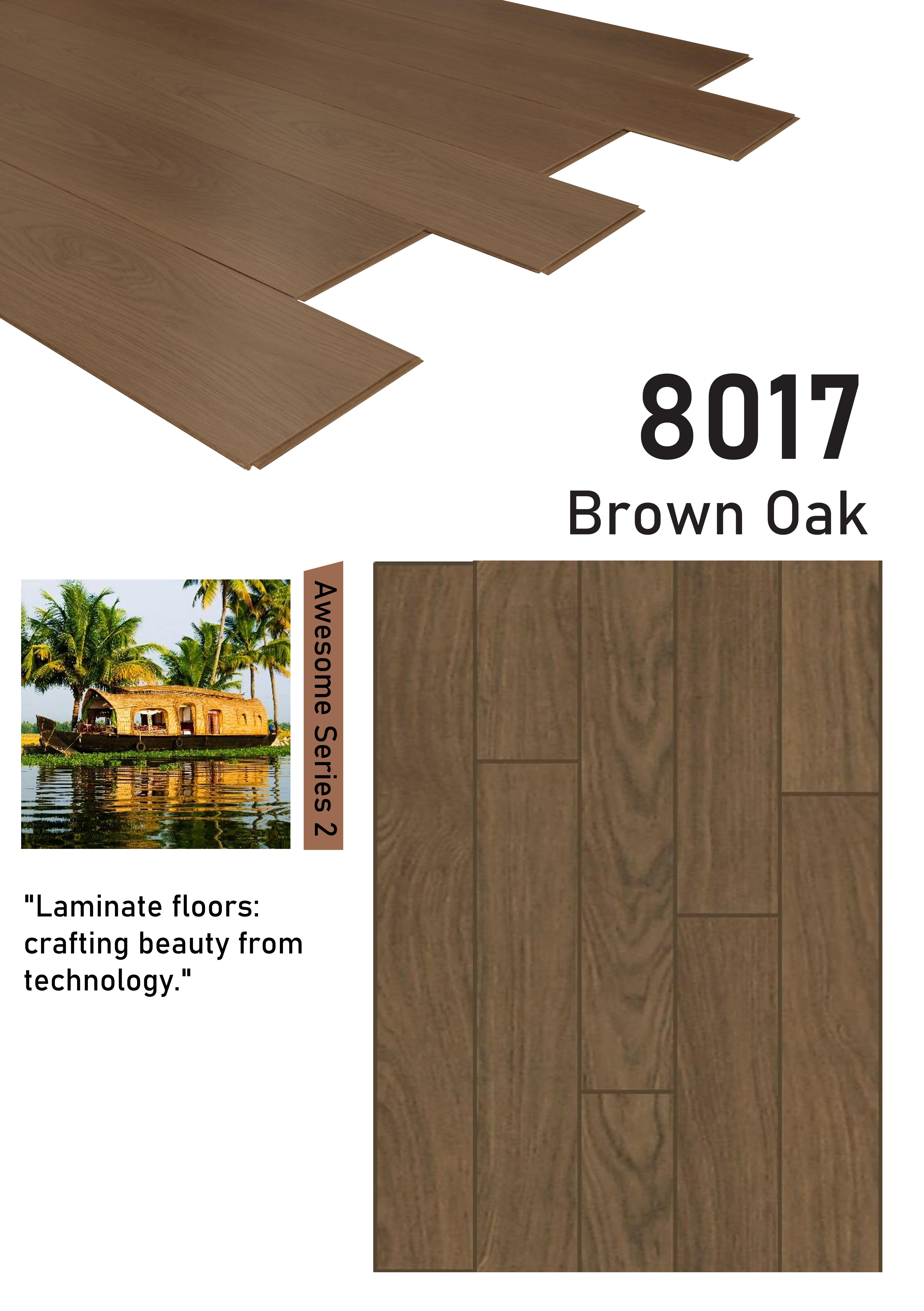 8017 Brown Oak 8mm plank Awesome Series Galgoo Laminate Flooring