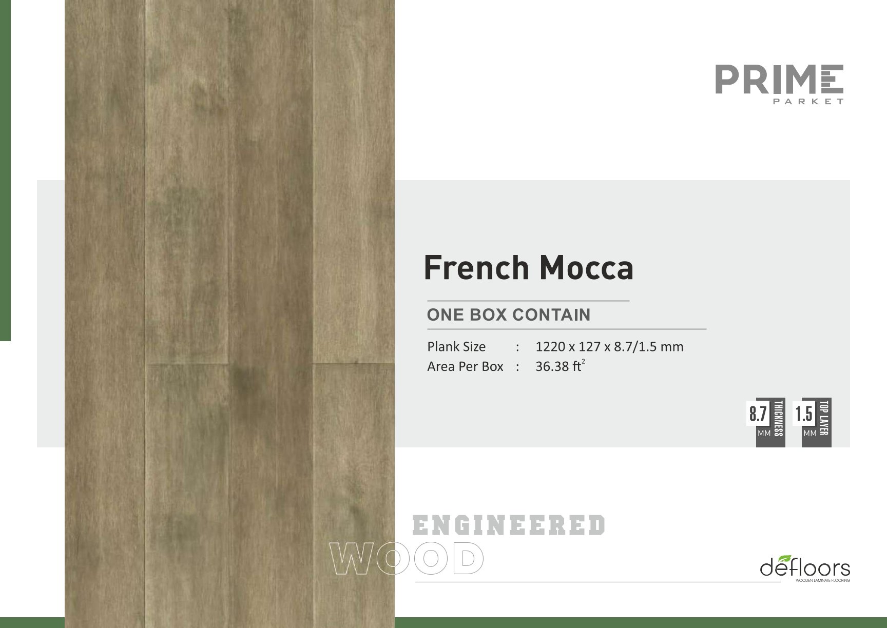 Defloors Engineered Prime French mocca 1.5mm Flooring