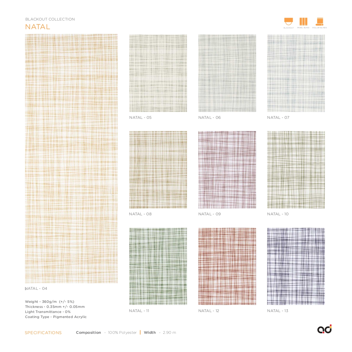 AD Roller Blind Natal Blackout Collection