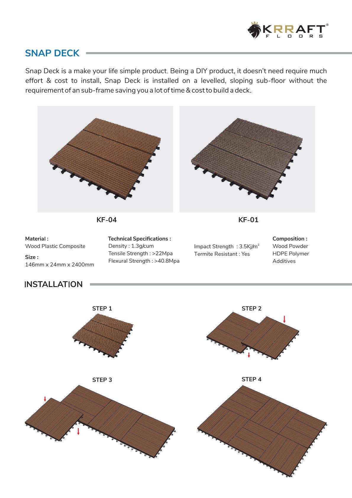 Durable WPC Decking – Krraft Floor 146x24x2400mm