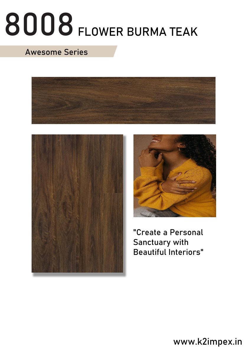 8008 FLOWER BURMA TEAK 8mm plank Awesome Series Galgo Laminate Flooring