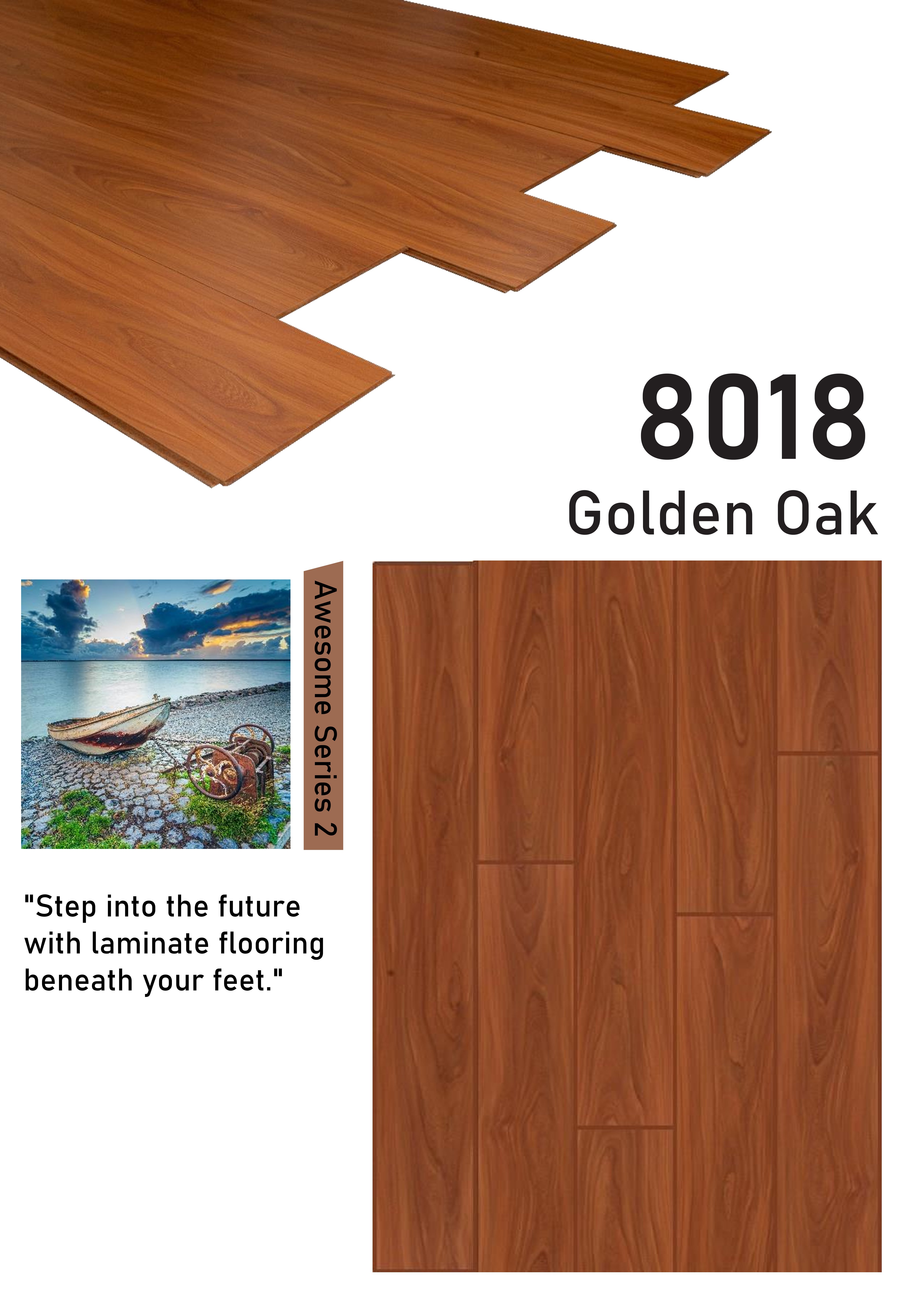 8018 Golden Oak 8mm plank Awesome Series Galgoo Laminate Flooring