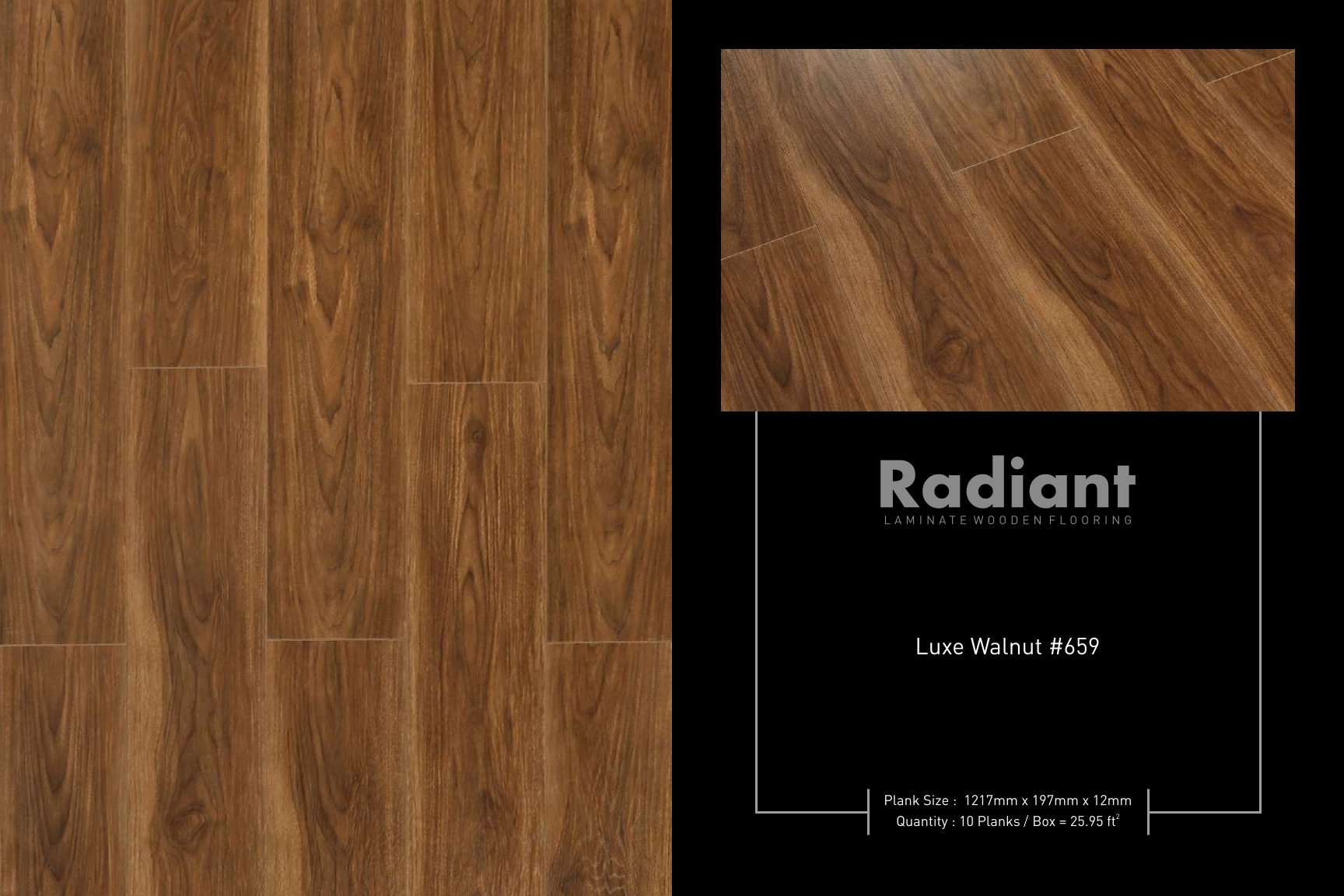 Luxe Walnut #659 Radiant - Lamiwood Laminate Flooring