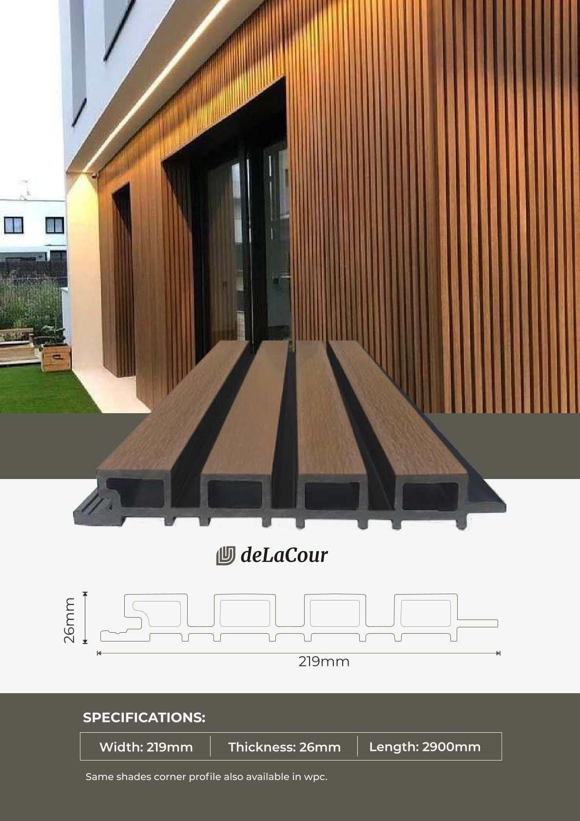 deLaCour WPC Louvers – Stylish & Durable Panels 26mm
