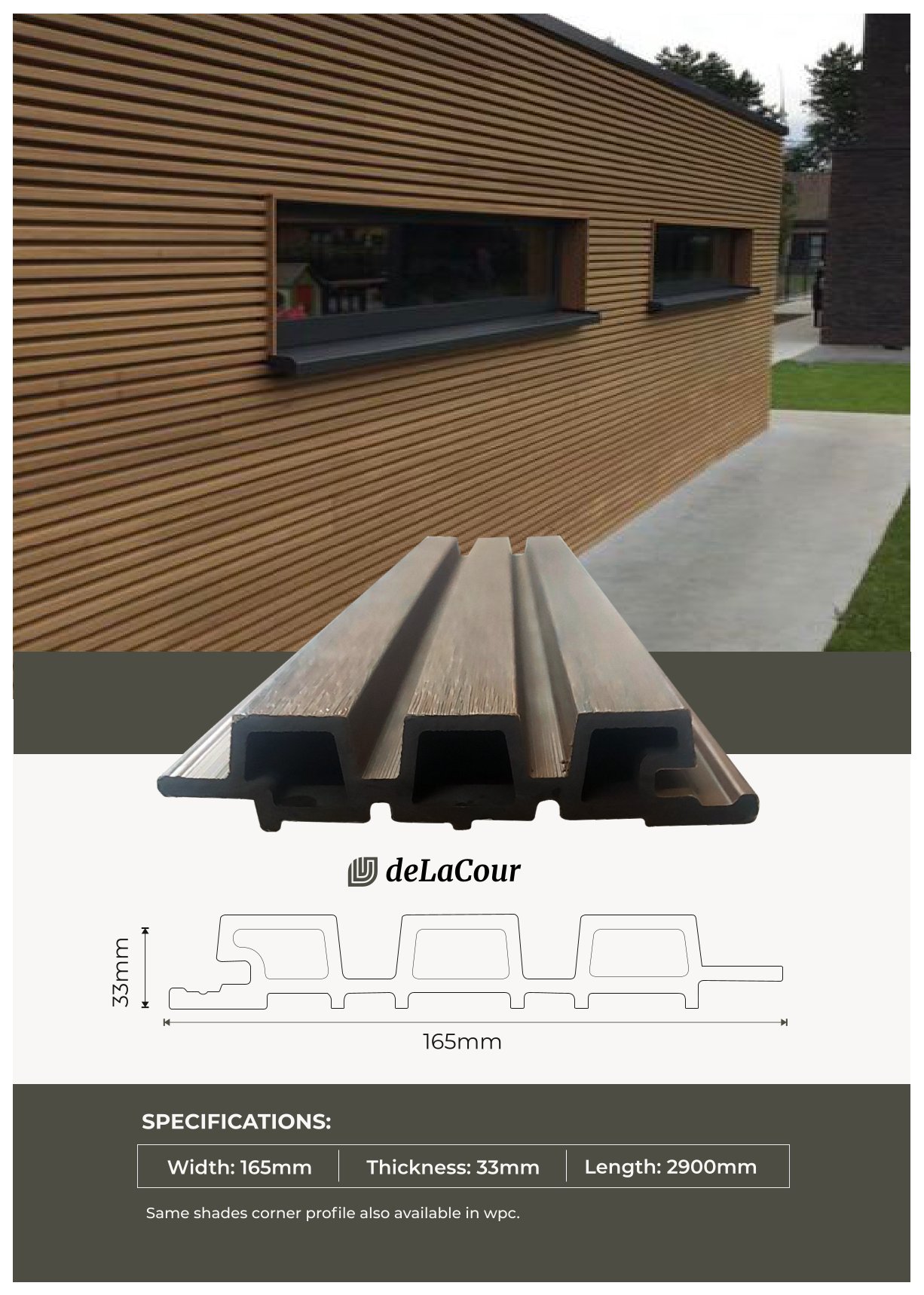 deLaCour WPC Louvers – Stylish & Durable Panels  Thickness: 33mm