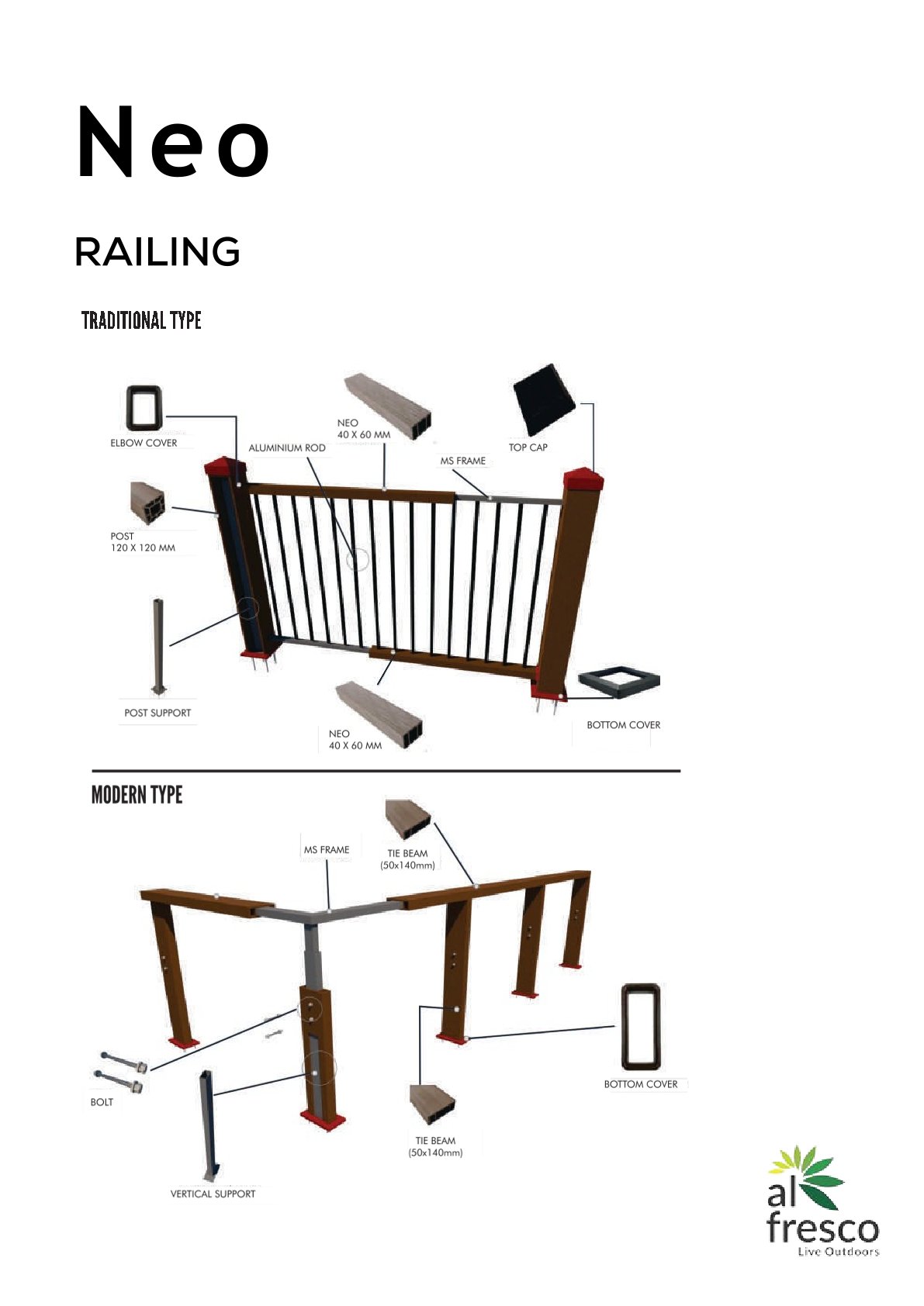 Wonderwood Neo RAILING– Stylish & Durable Outdoor Shade