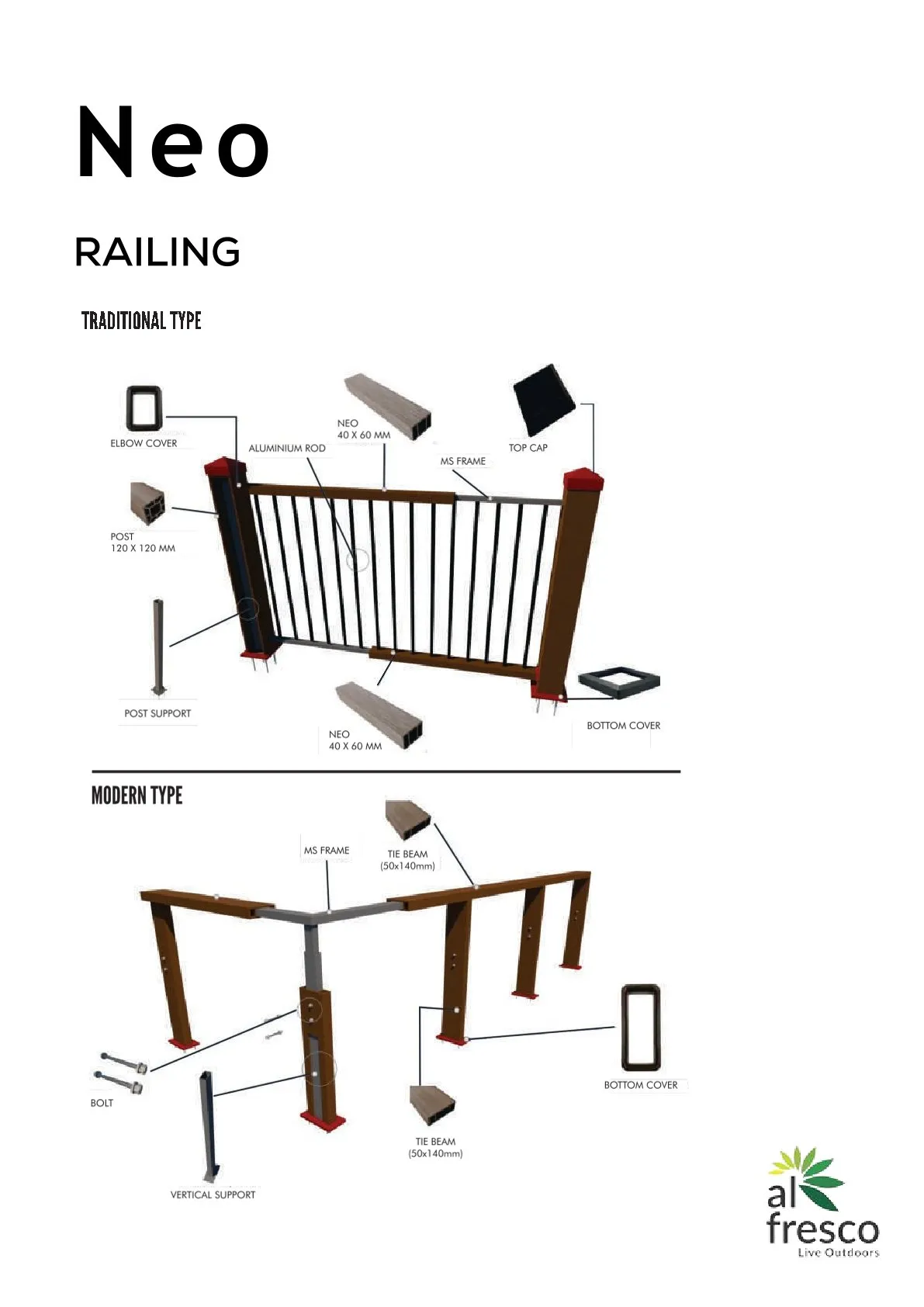 Wonderwood Neo RAILING– Stylish & Durable Outdoor Shade