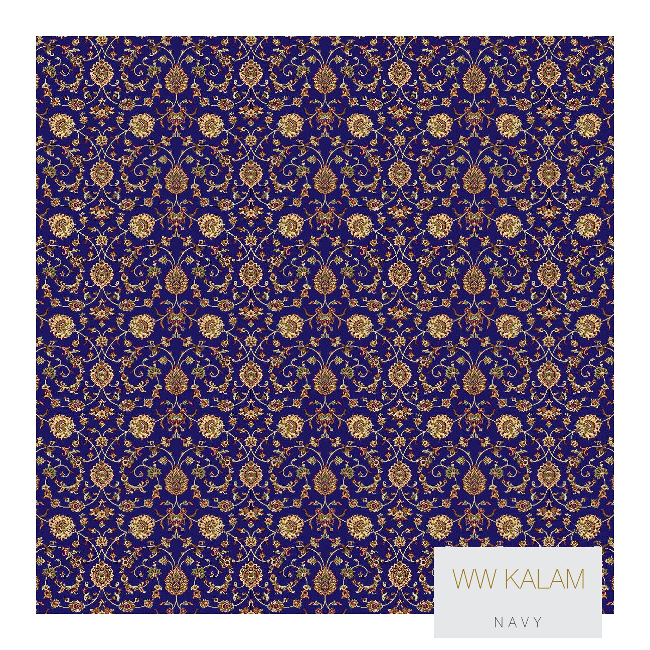 Divine Wilton Kalam Carpet Roll - Navy | Premium Quality