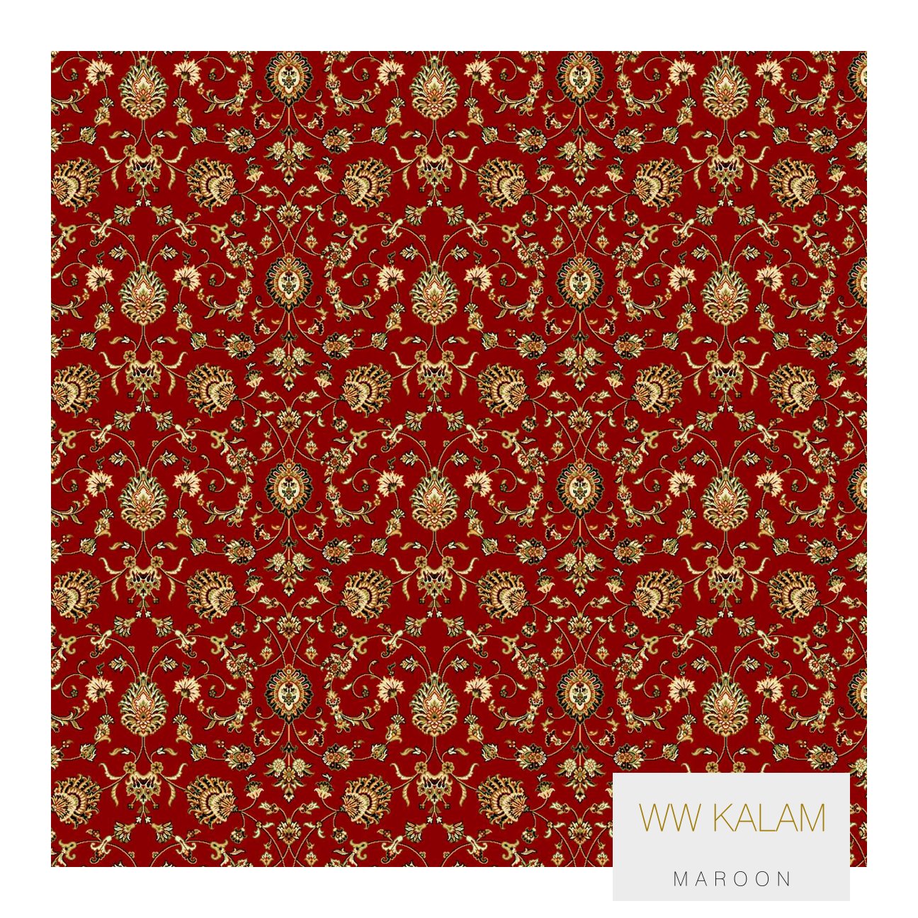 Divine Wilton Smart Kalam Carpet Roll - Maroon