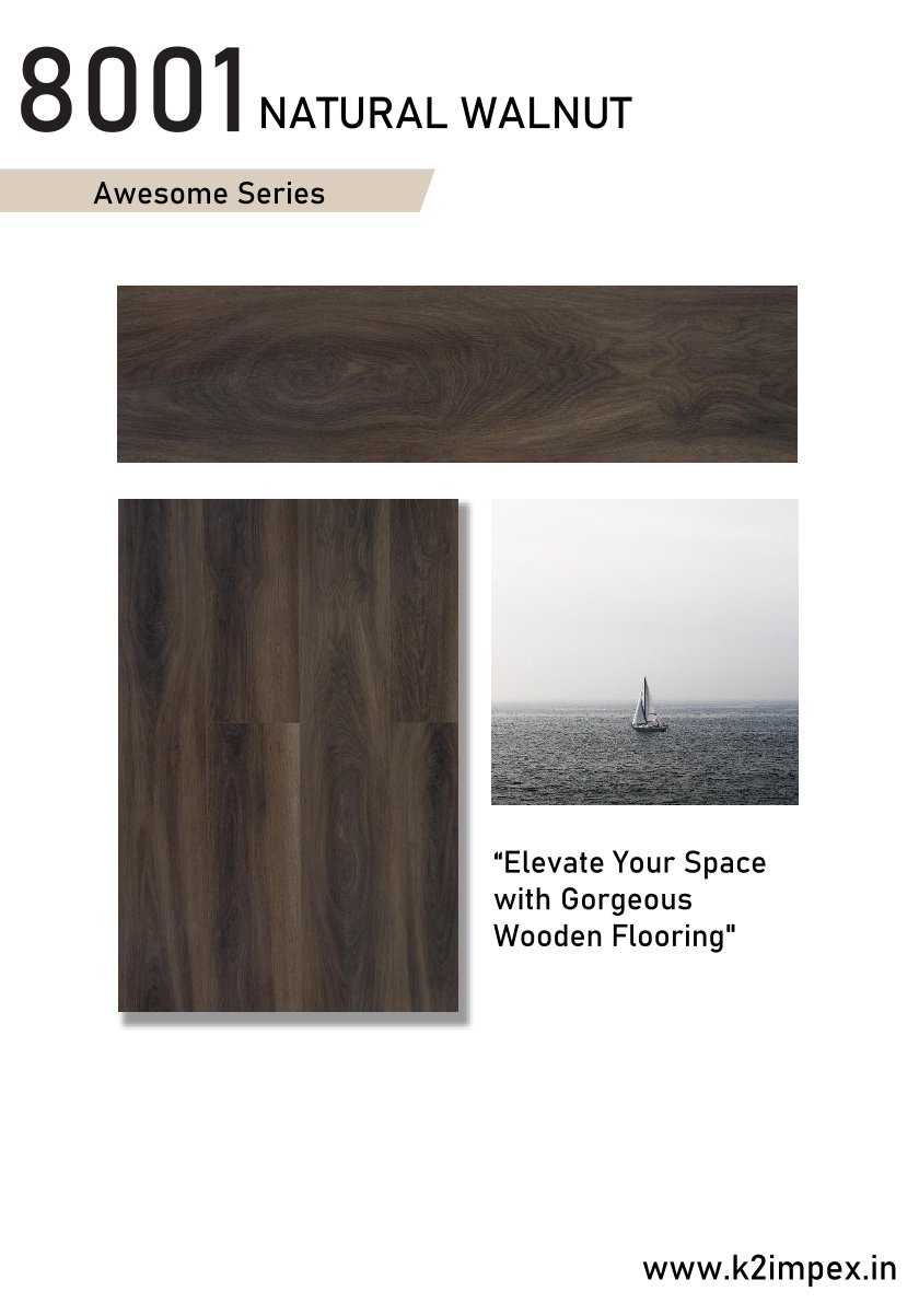 8001 Natural Walnut 8mm plank Awesome Series Galgo Laminate Flooring