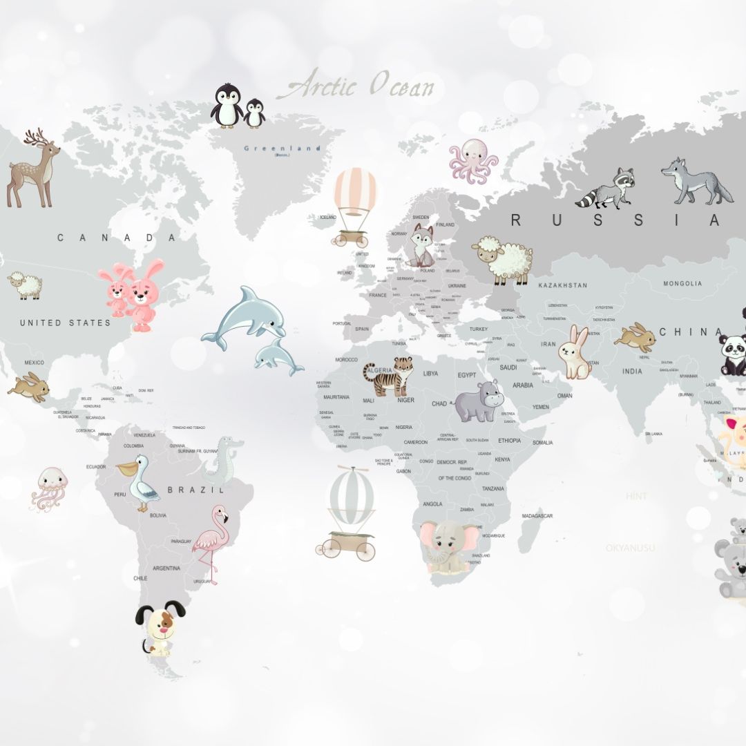 Cute Animal Map: Whimsical Kids Collection for Global Adventures