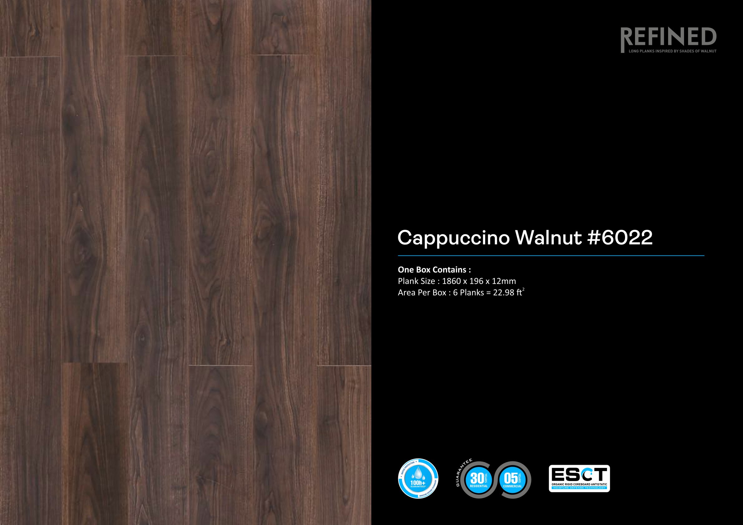 Cappuccino Walnut 12MM Lamiwood Laminate Flooring - #6022