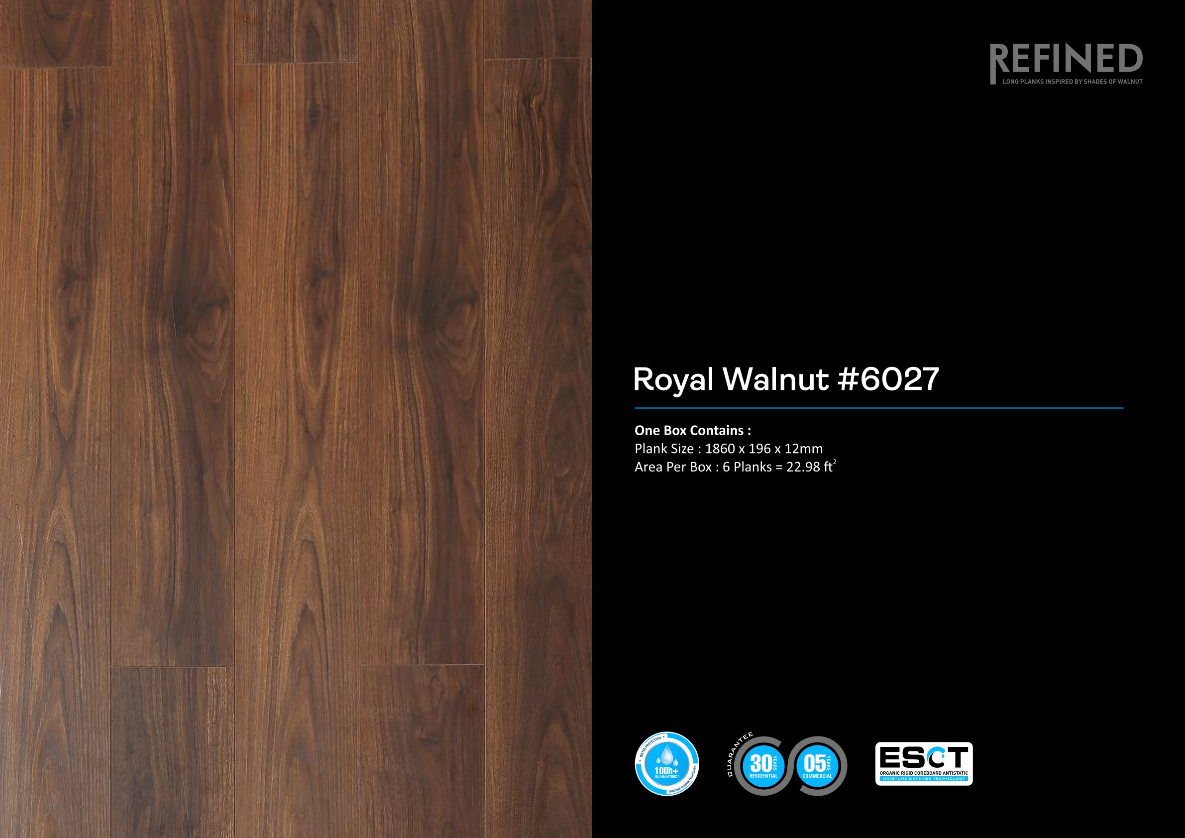 Royal Walnut #6027 Lamiwood Laminate Wood Flooring 12mm