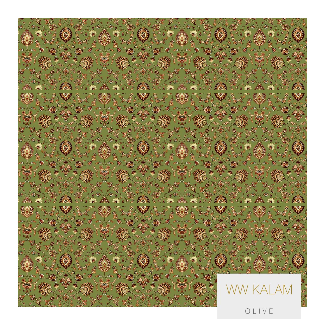 Divine Wilton Smart Kalam Carpet Roll - Olive