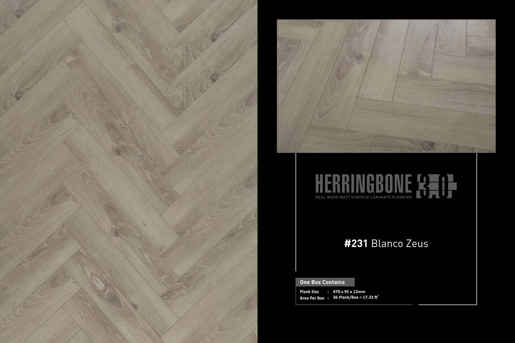 Blanco Zeus Herringbone Laminate Wood Flooring 12MM